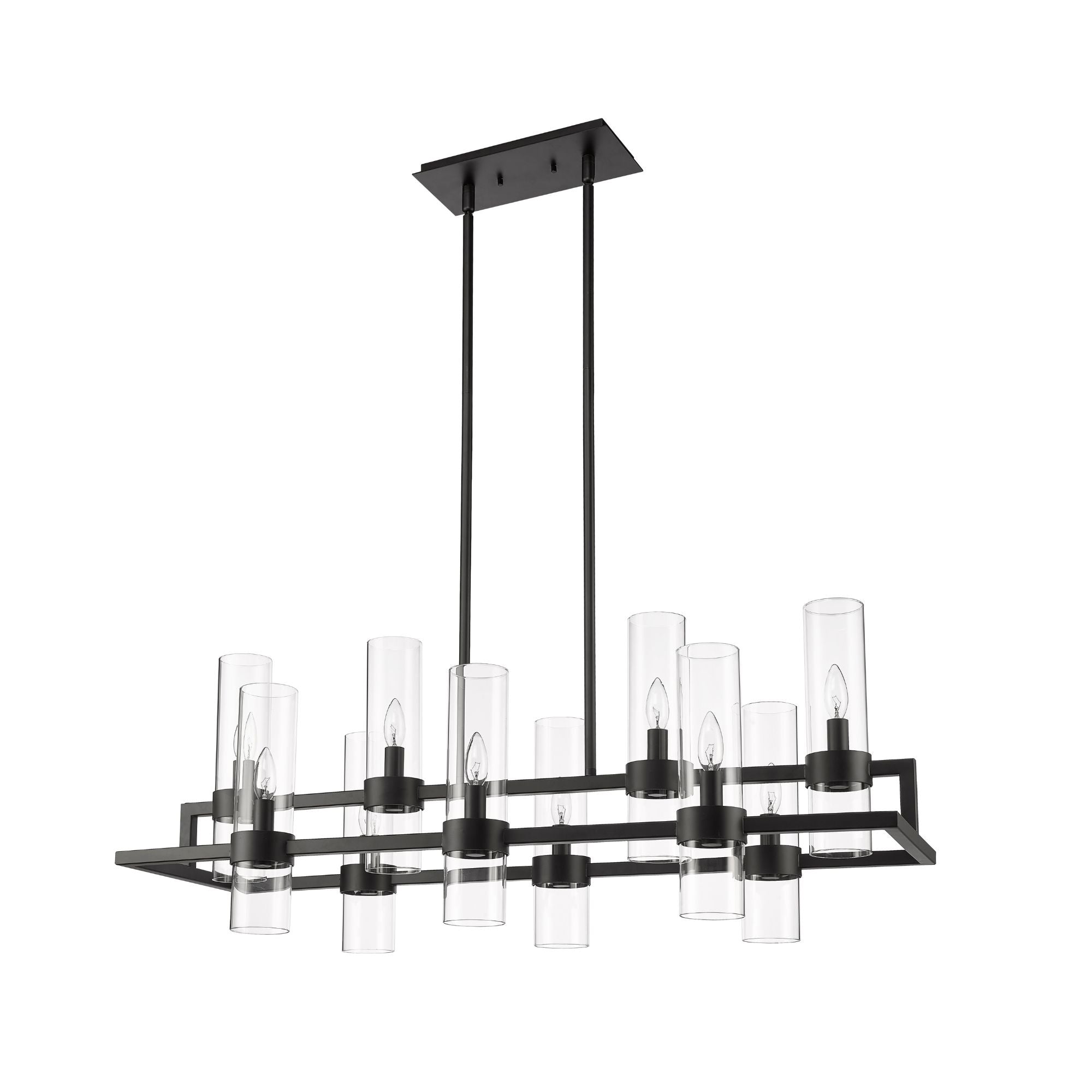 Datus 10 Light Linear Chandelier Matte Black