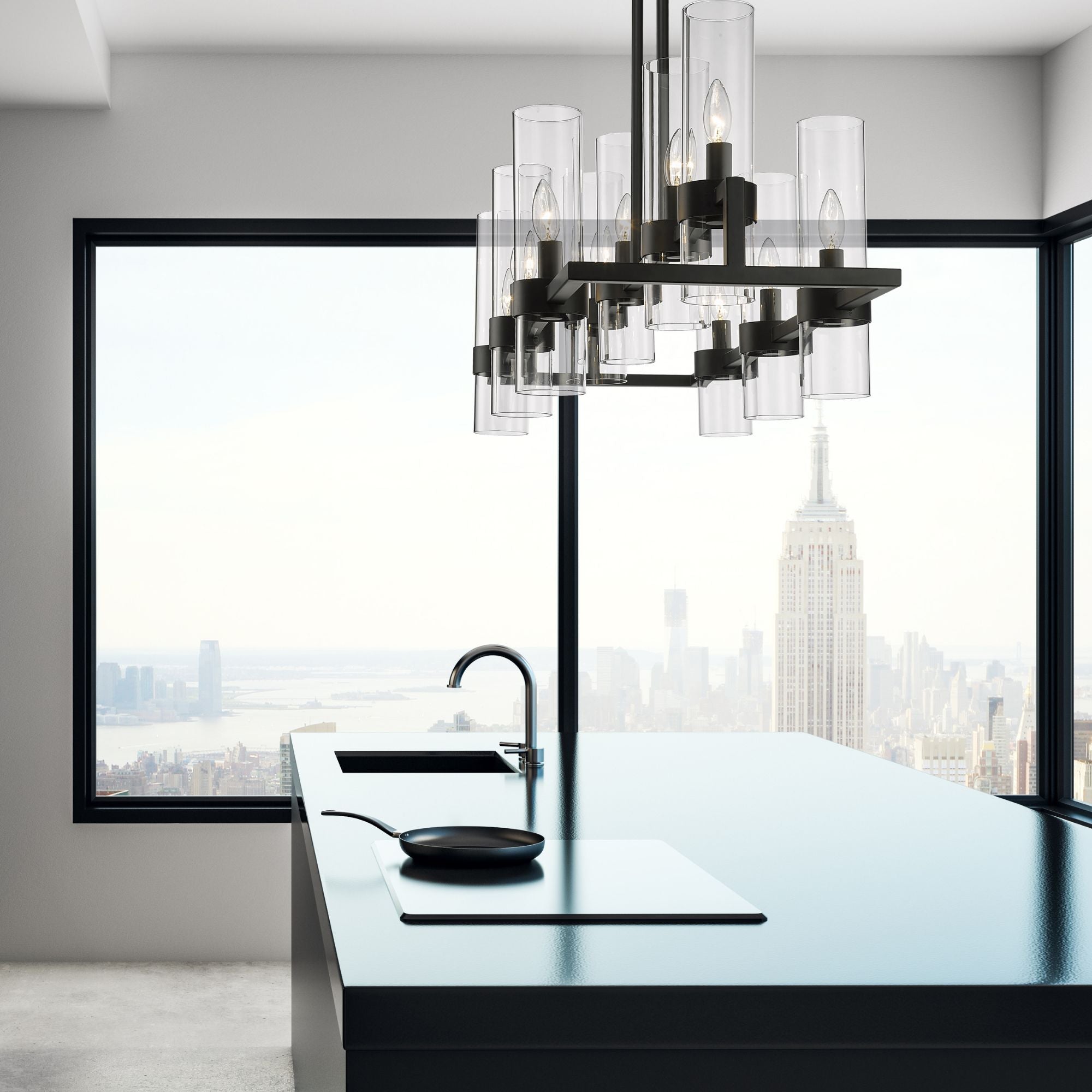 Datus 10 Light Linear Chandelier Matte Black