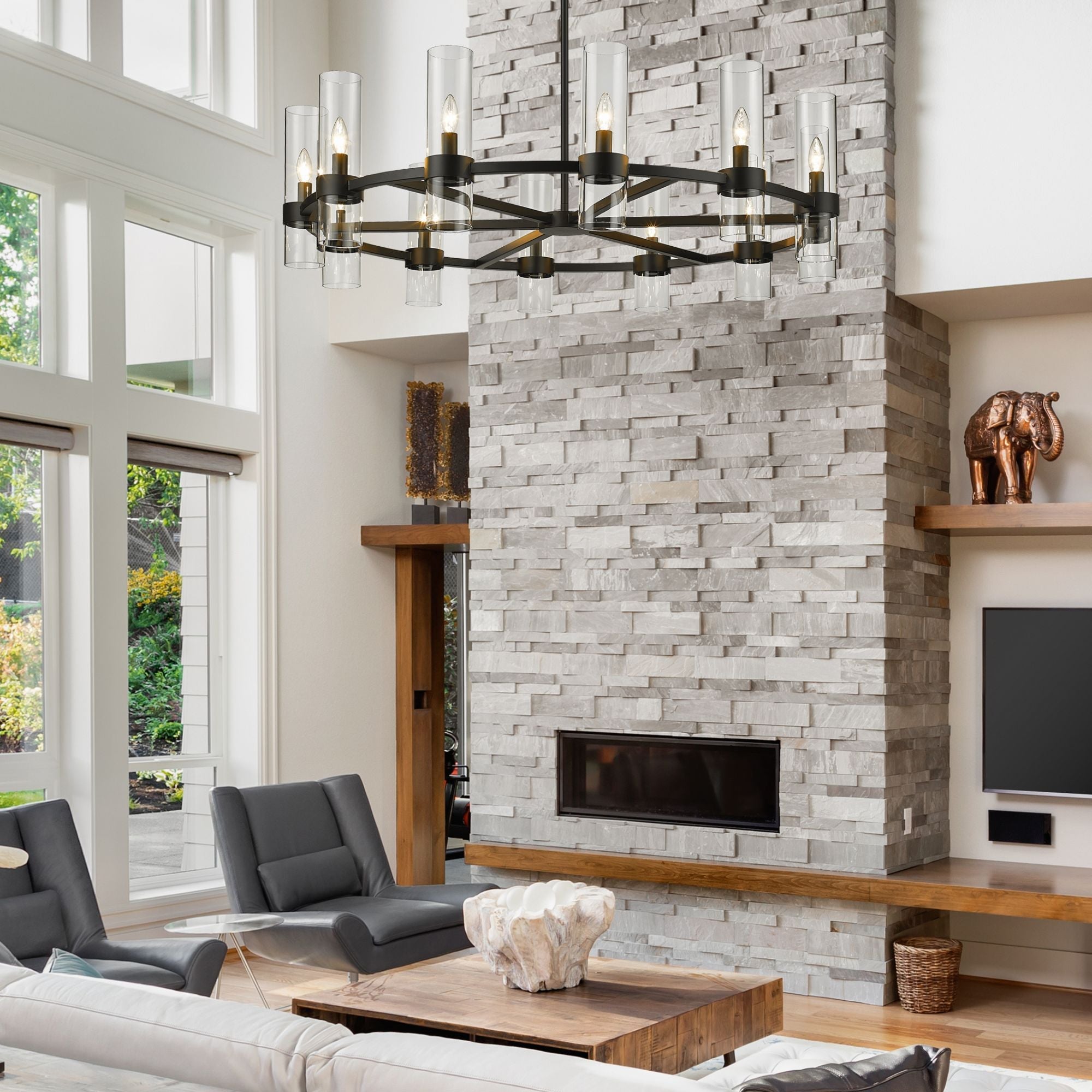 Datus 12 Light Chandelier Matte Black