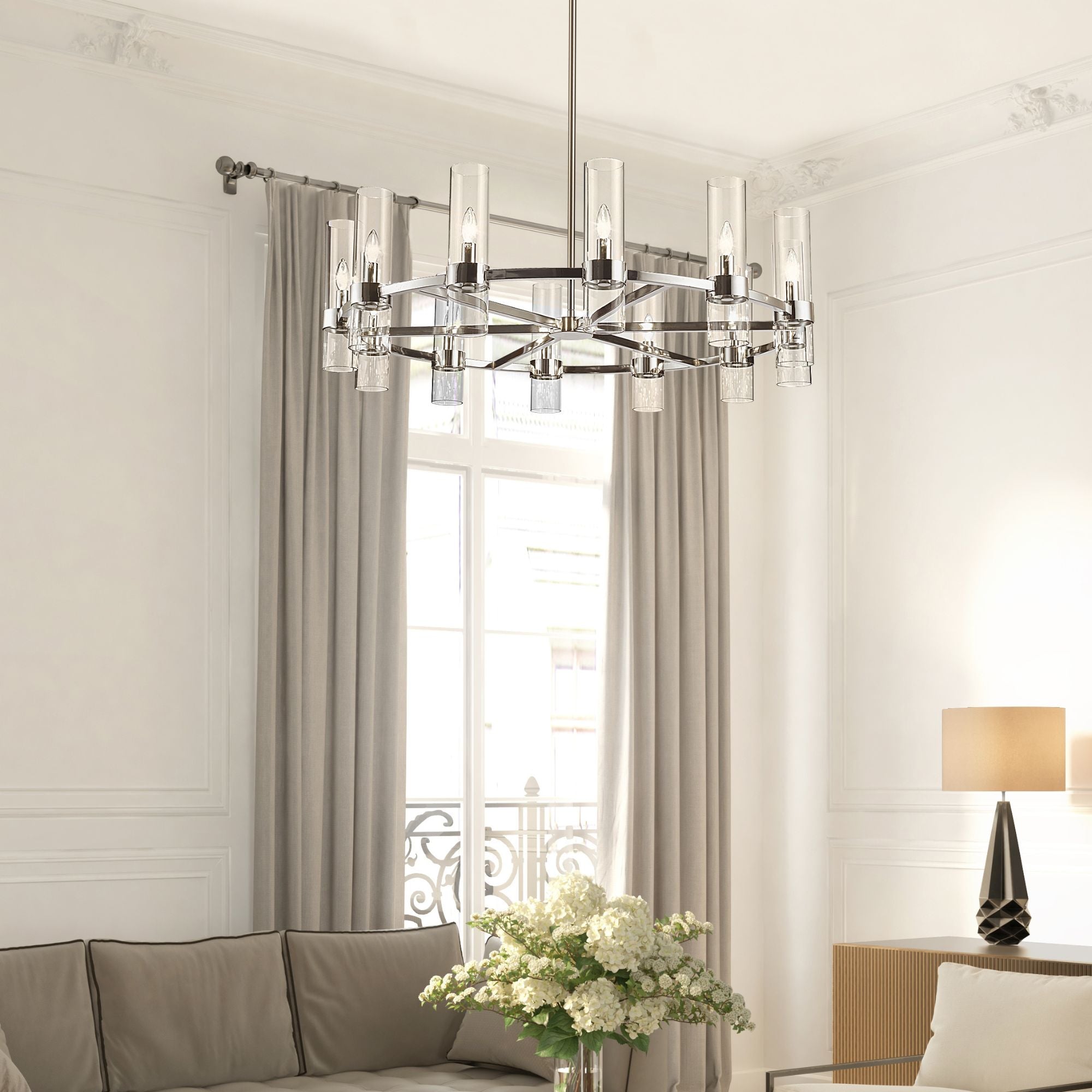 Datus 12 Light Chandelier Polished Nickel