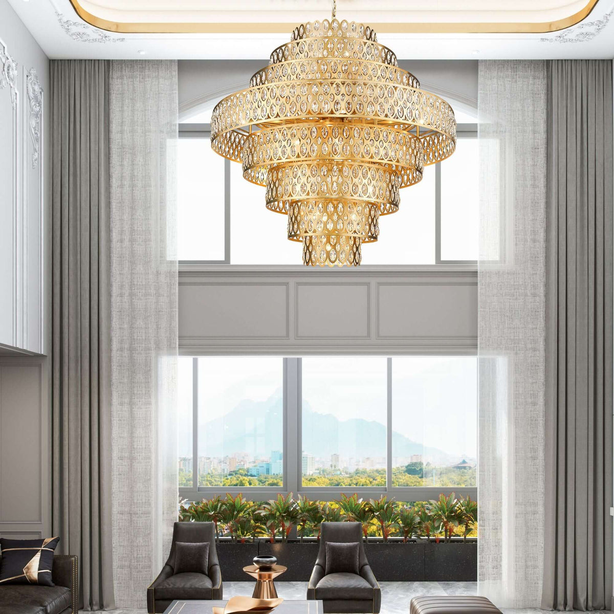Dealey 25 Light Chandelier Heirloom Brass