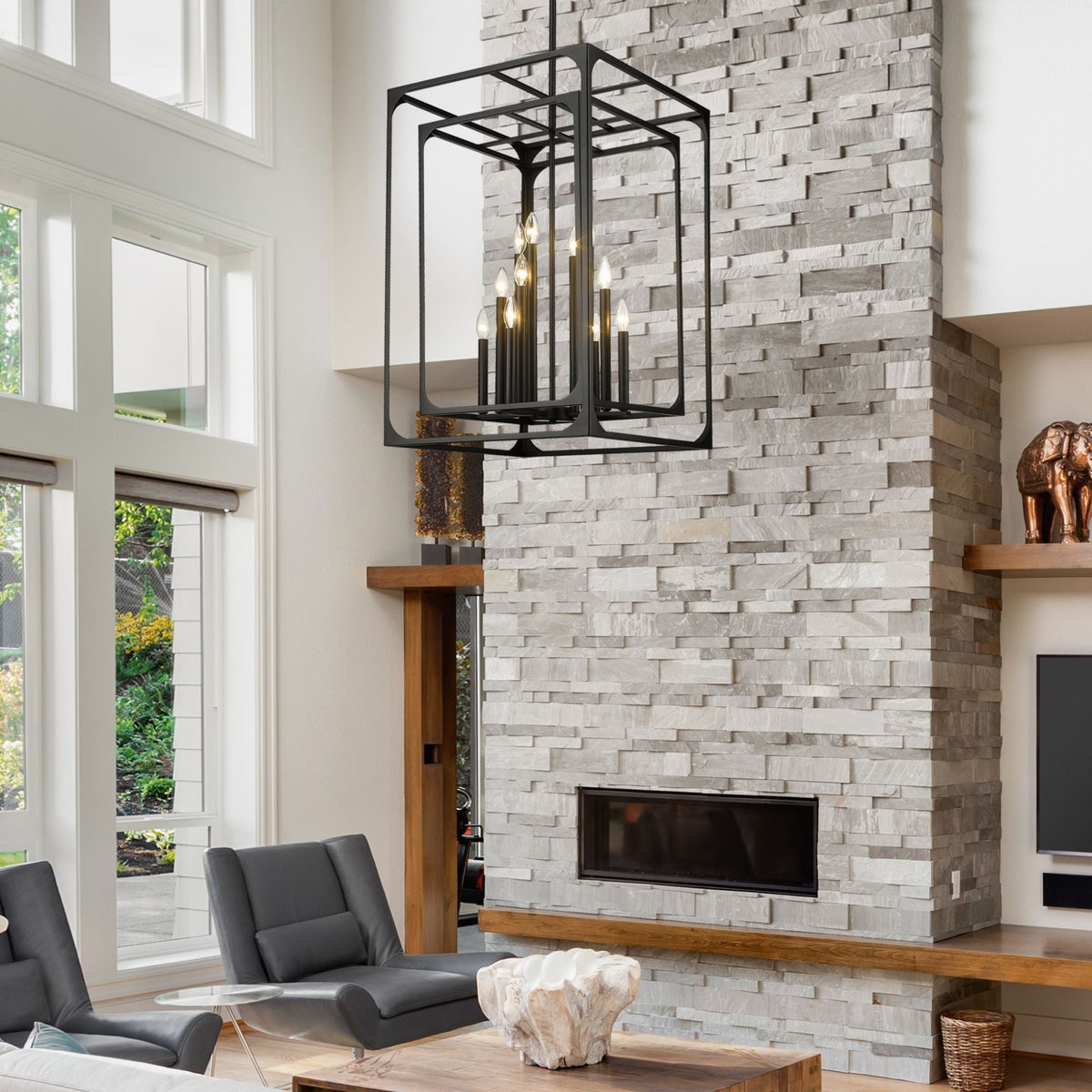 Easton 12 Light Chandelier Matte Black