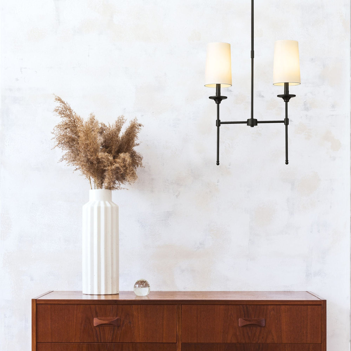 Emily 2 Light Linear Chandelier Matte Black