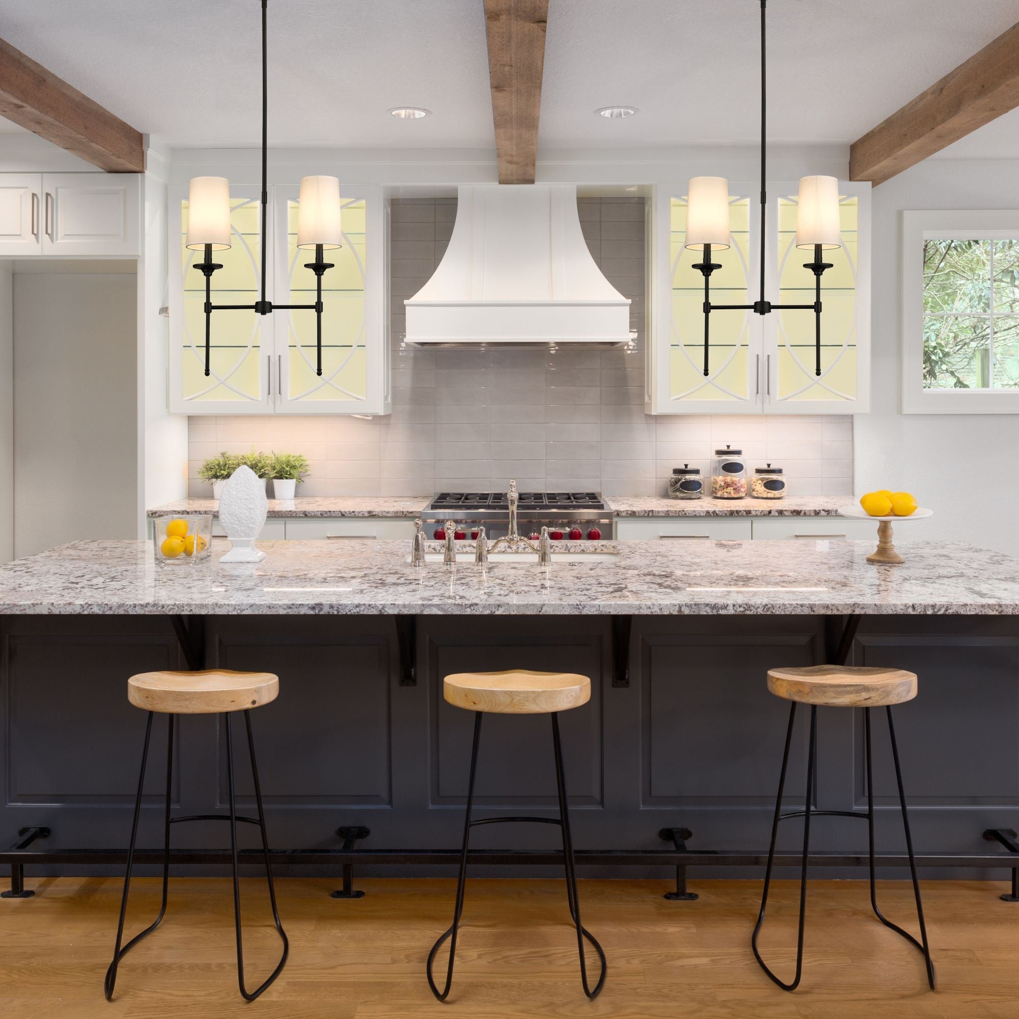 Emily 2 Light Linear Chandelier Matte Black