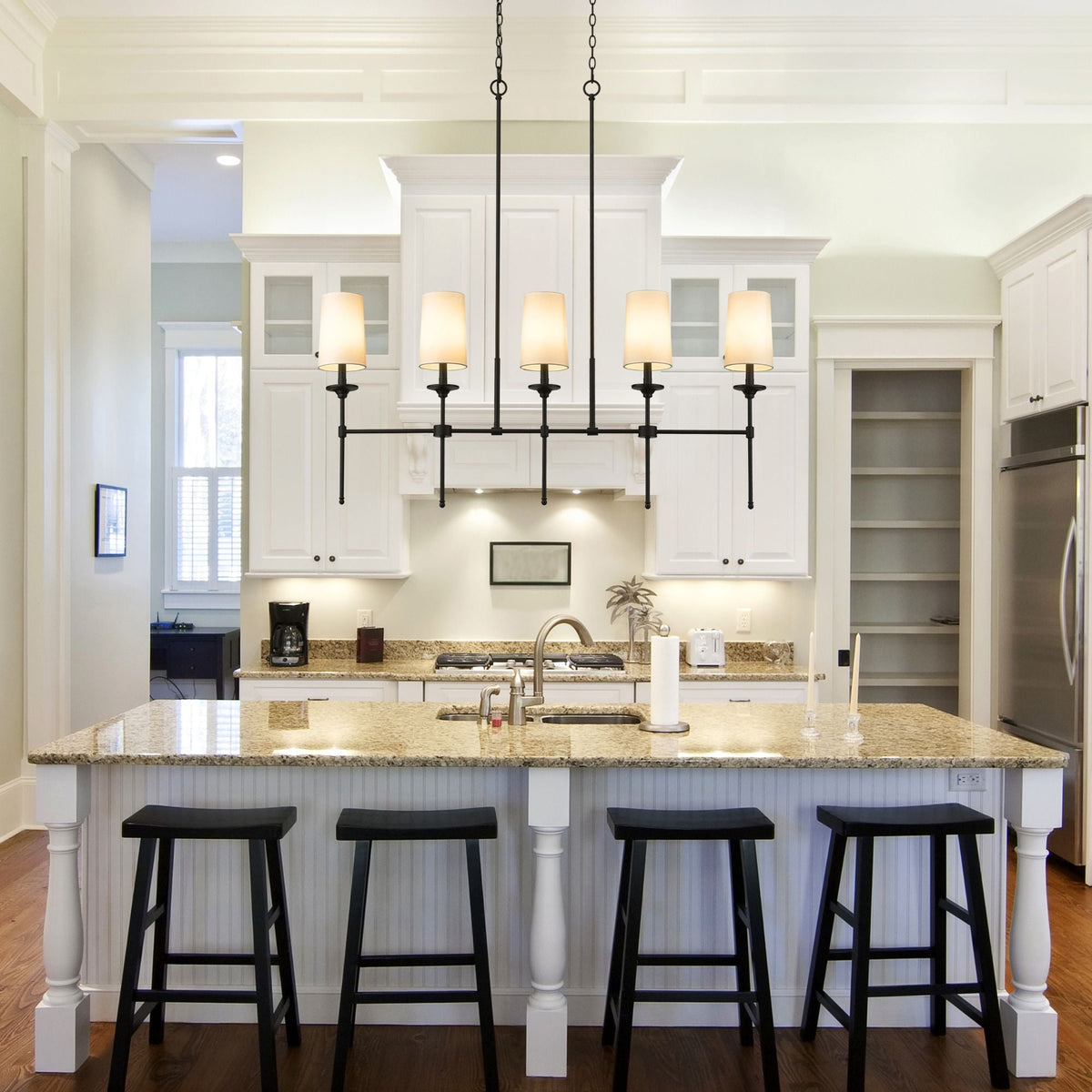 Emily 5 Light Linear Chandelier Matte Black