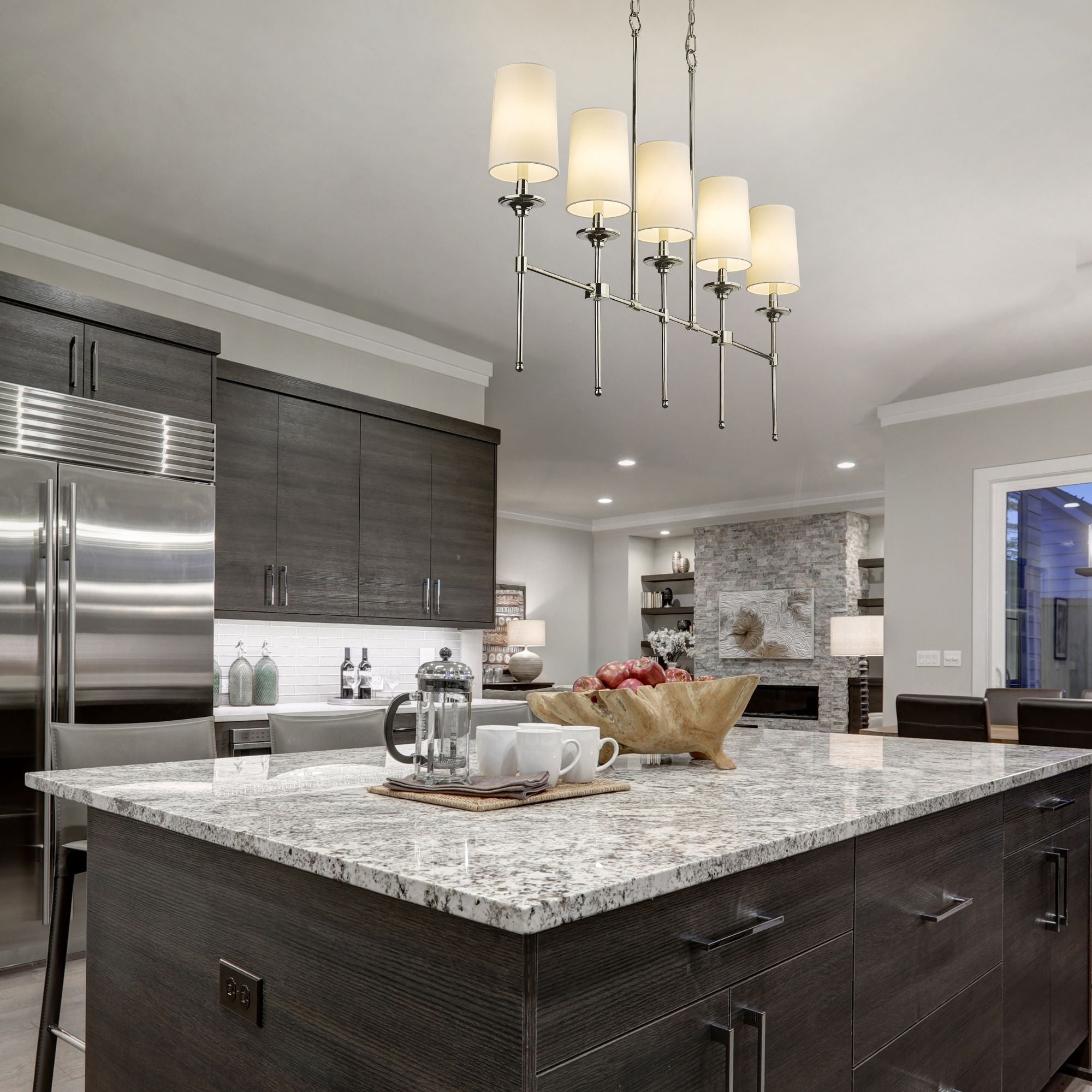 Emily 5 Light Linear Chandelier Polished Nickel