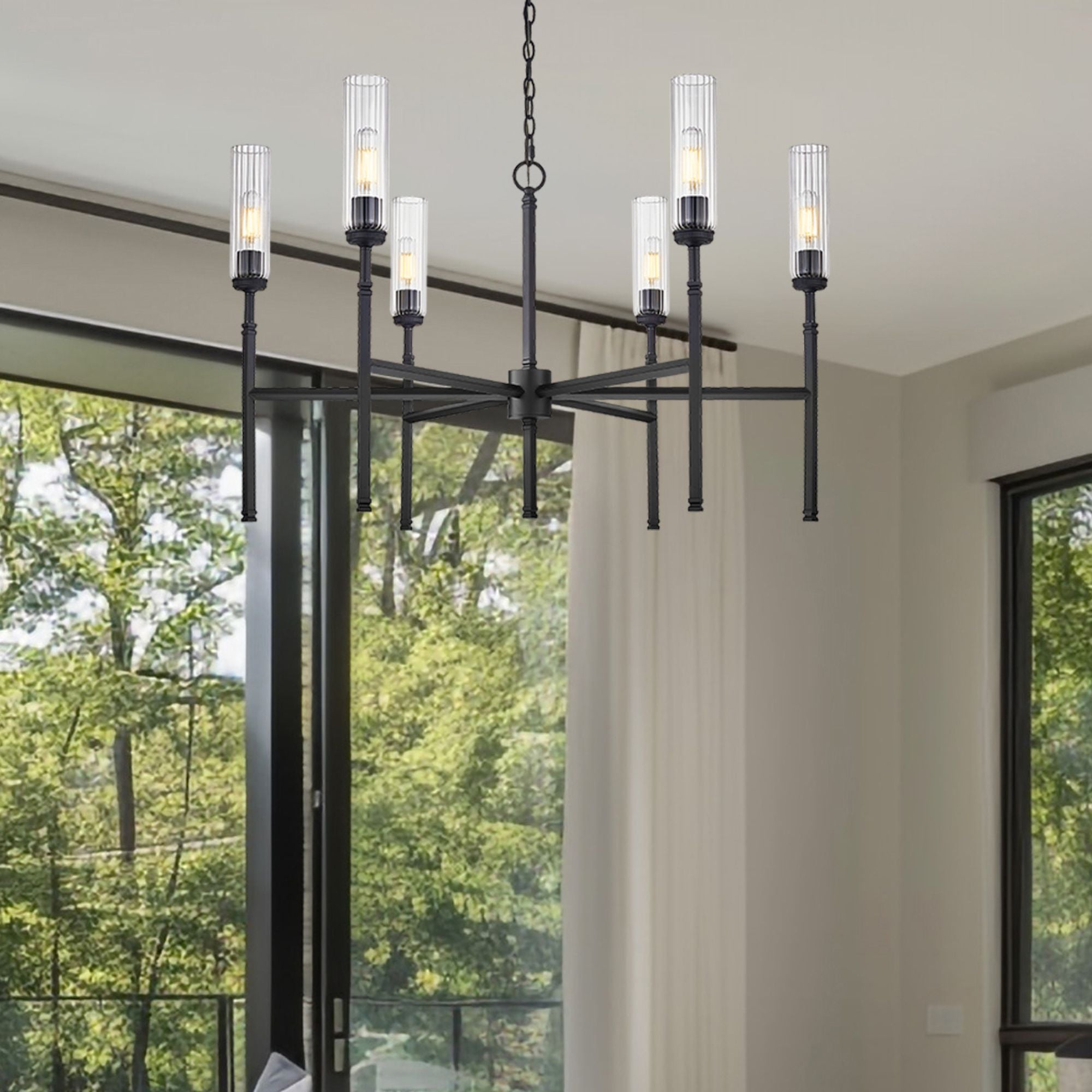 Esme 6 Light Chandelier Matte Black
