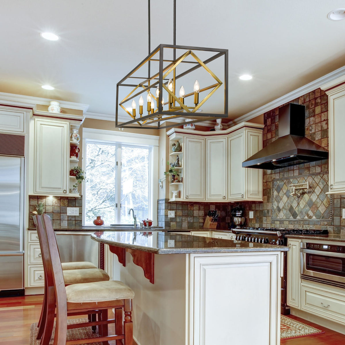 Euclid 10 Light Linear Chandelier Olde Brass + Bronze