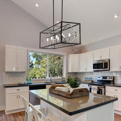 Euclid 8 Light Linear Chandelier Chrome + Matte Black