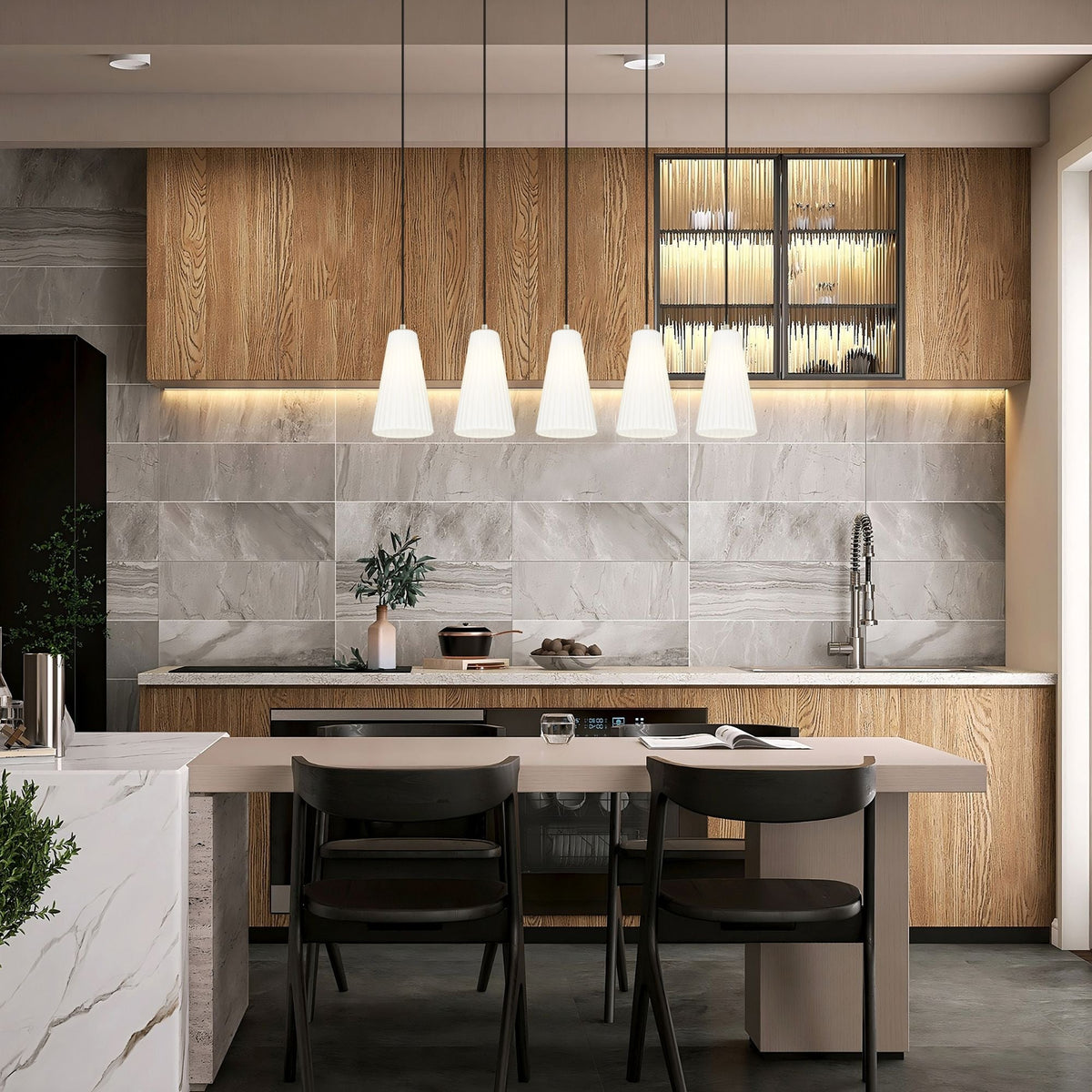 Farrell 5 Light Linear Chandelier Brushed Nickel