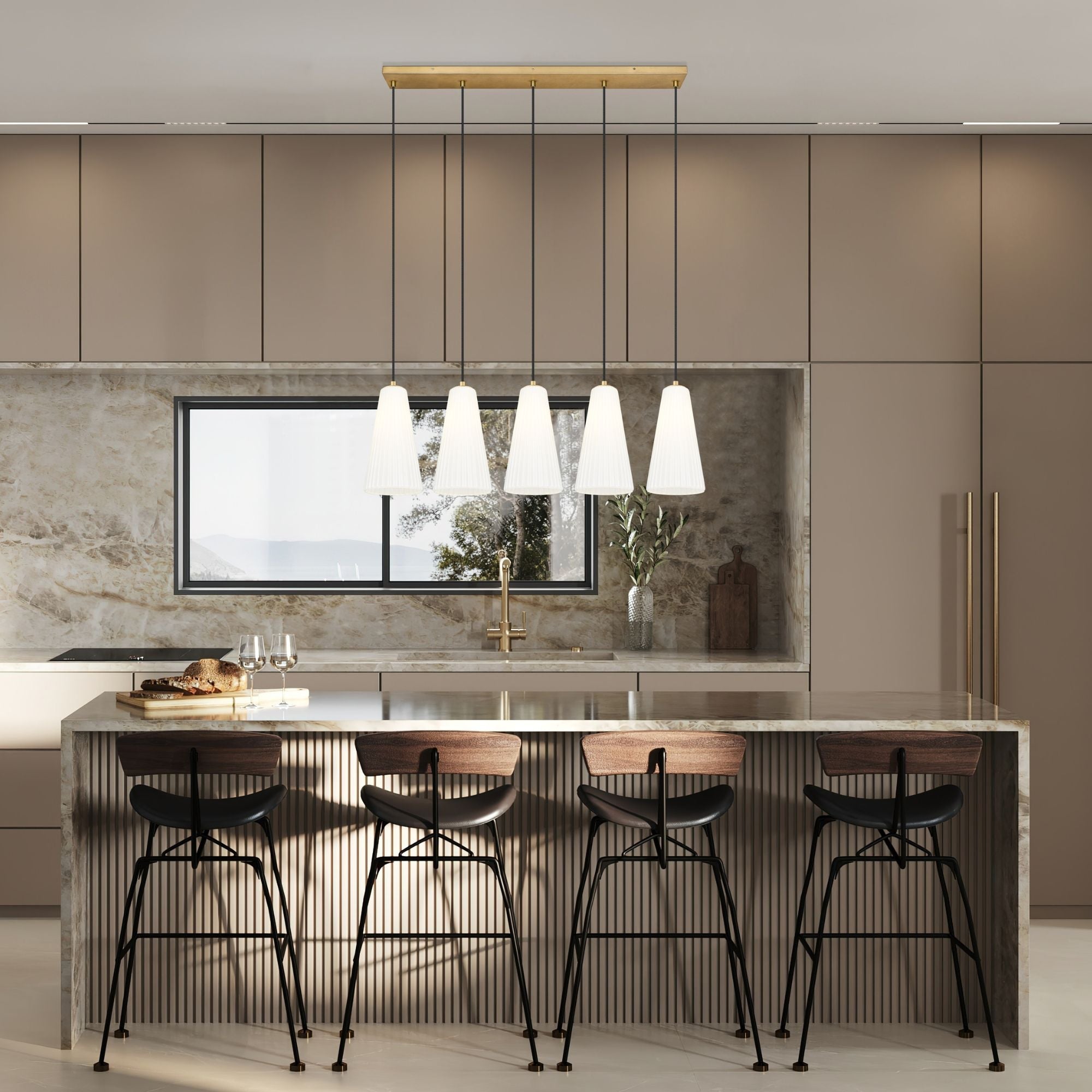 Farrell 5 Light Linear Chandelier Modern Gold
