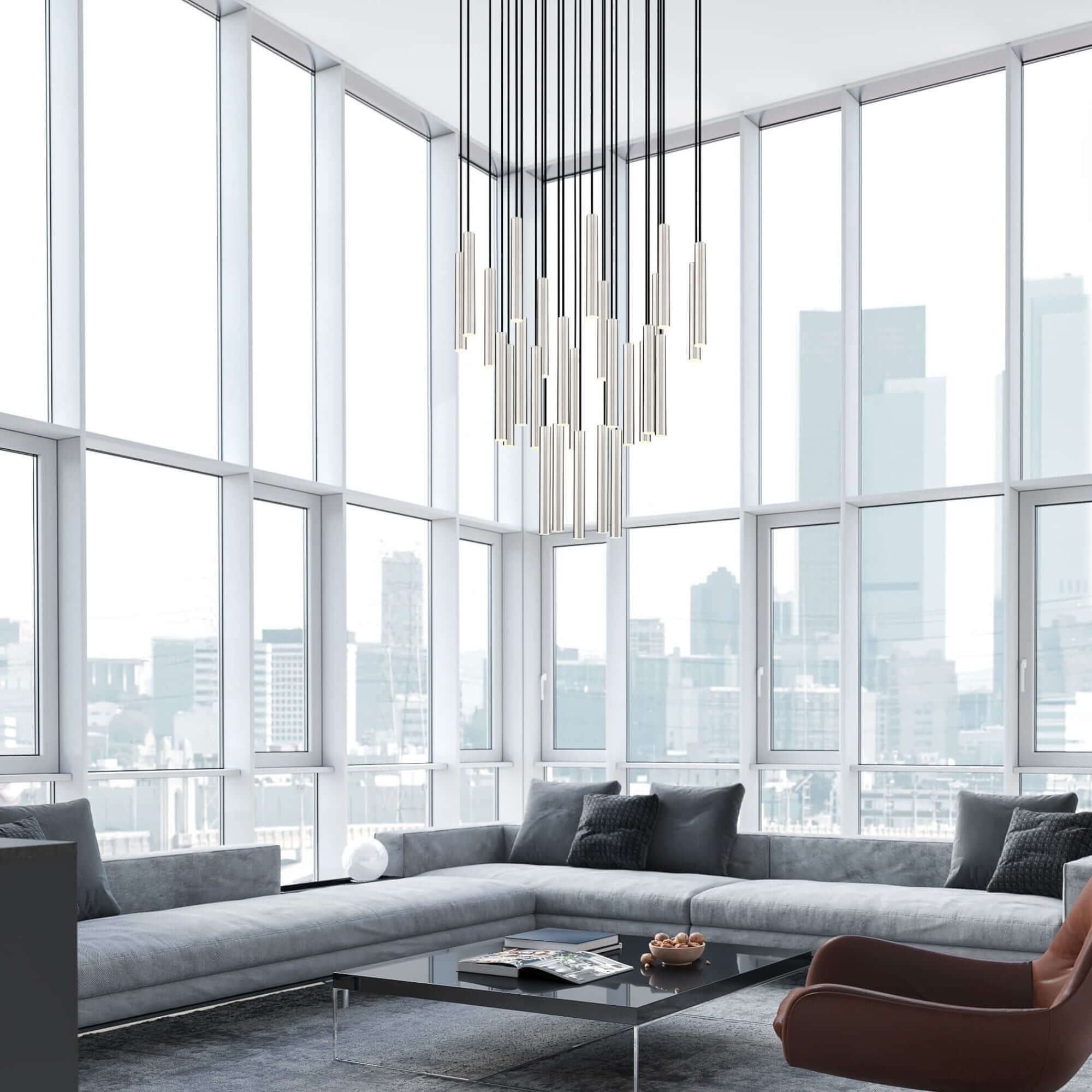 Forest LED 27 Light Chandelier Brushed Nickel
