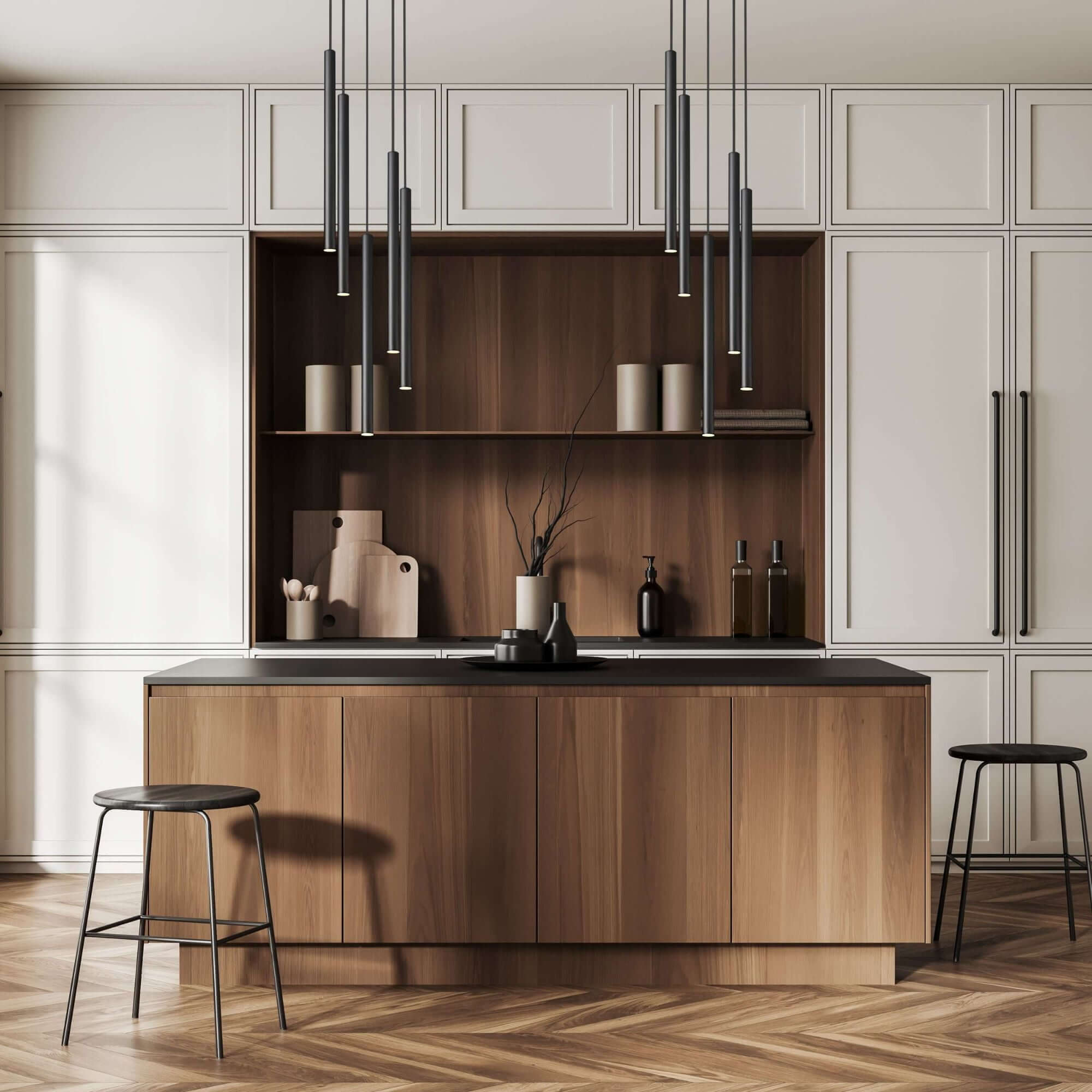 Forest LED 5 Light Chandelier Matte Black