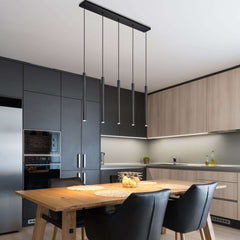 Forest LED 5 Light Linear Chandelier Matte Black