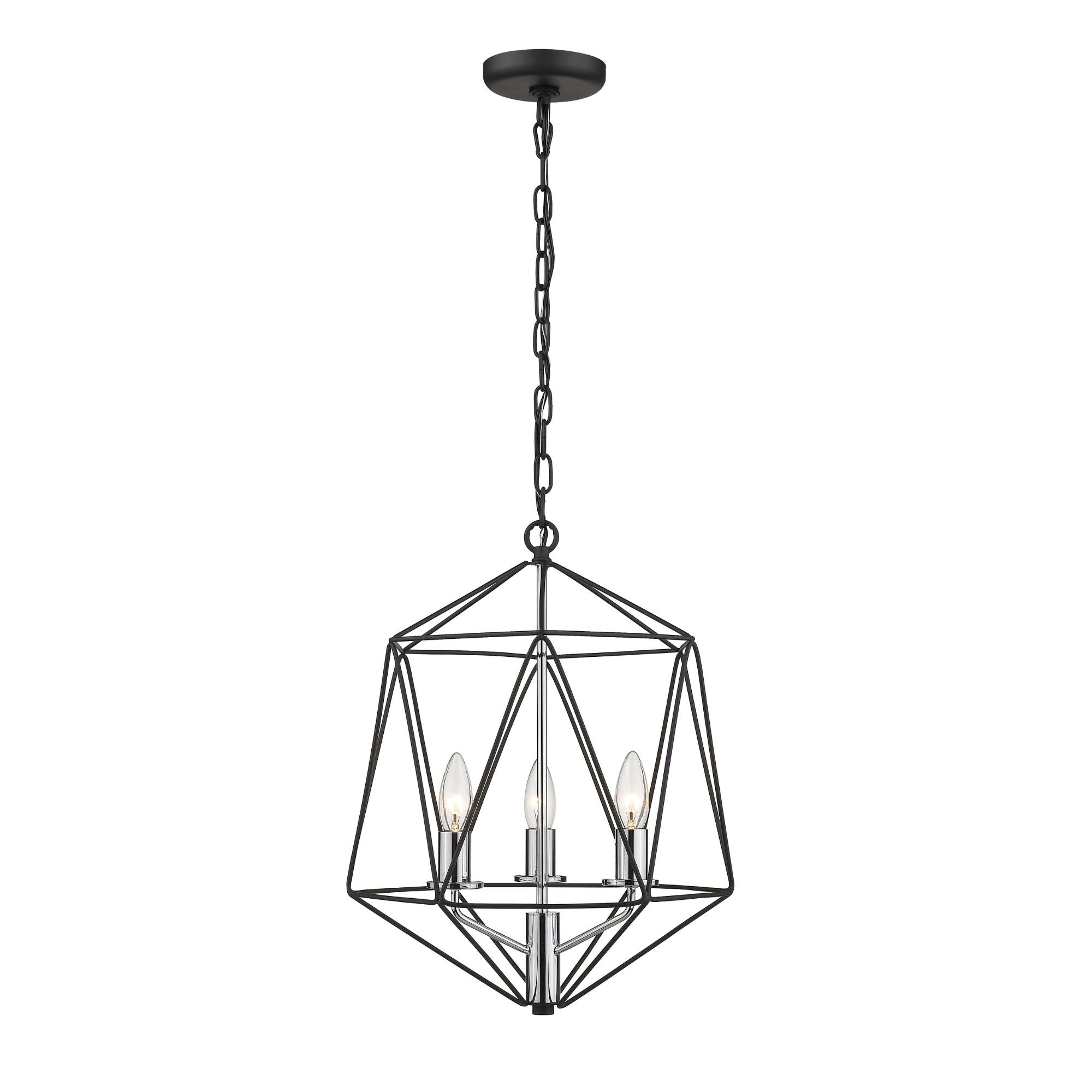 Geo 3 Light Chandelier Matte Black + Chrome