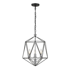Geo 3 Light Chandelier Matte Black + Chrome