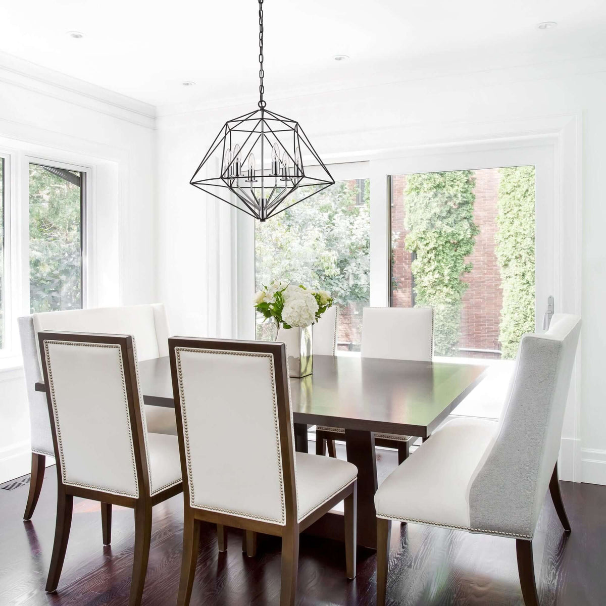 Geo 6 Light Chandelier Matte Black + Chrome