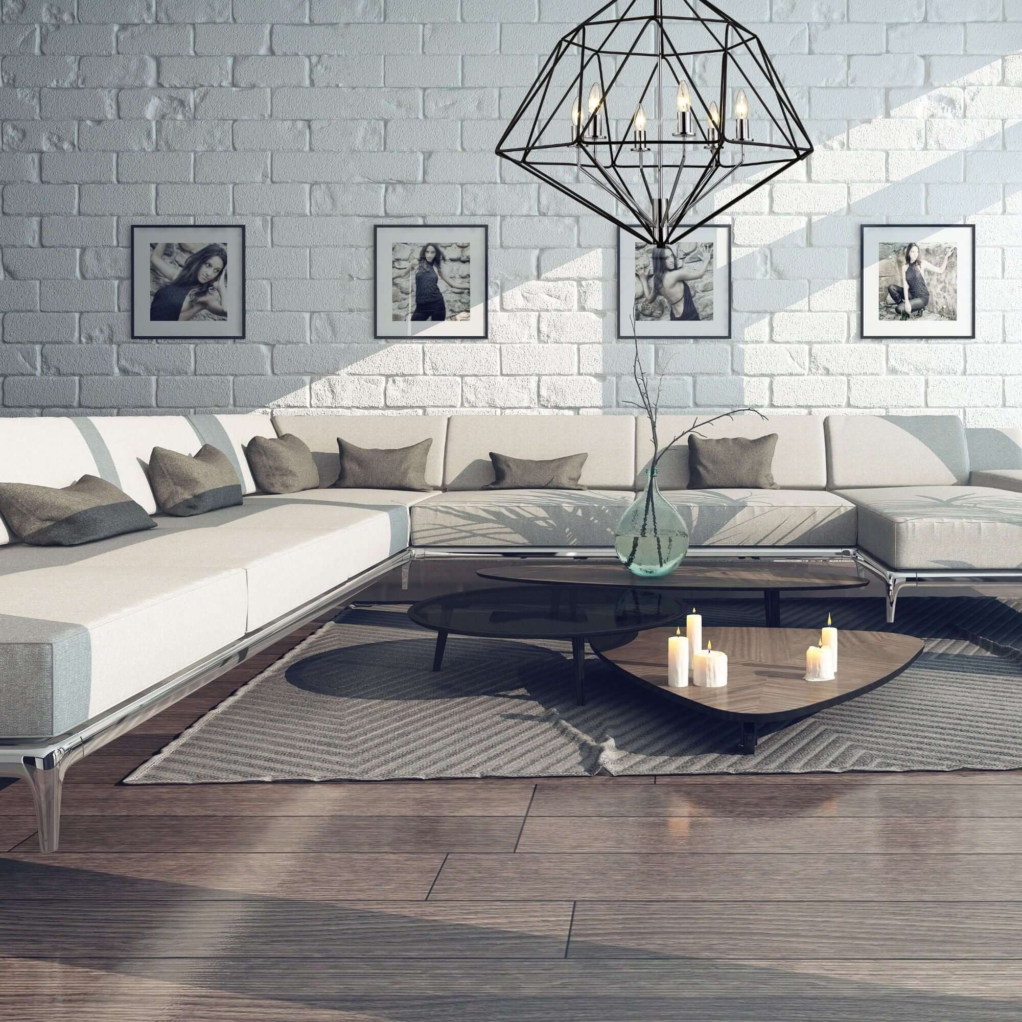 Geo 6 Light Chandelier Matte Black + Chrome