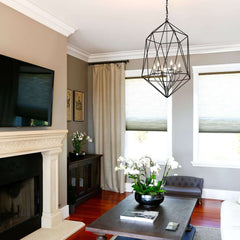 Geo 6 Light Chandelier Matte Black + Chrome