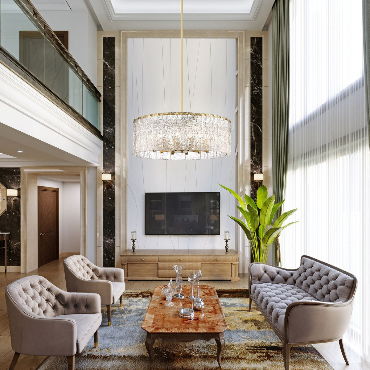 Glacier 12 Light Chandelier Modern Gold