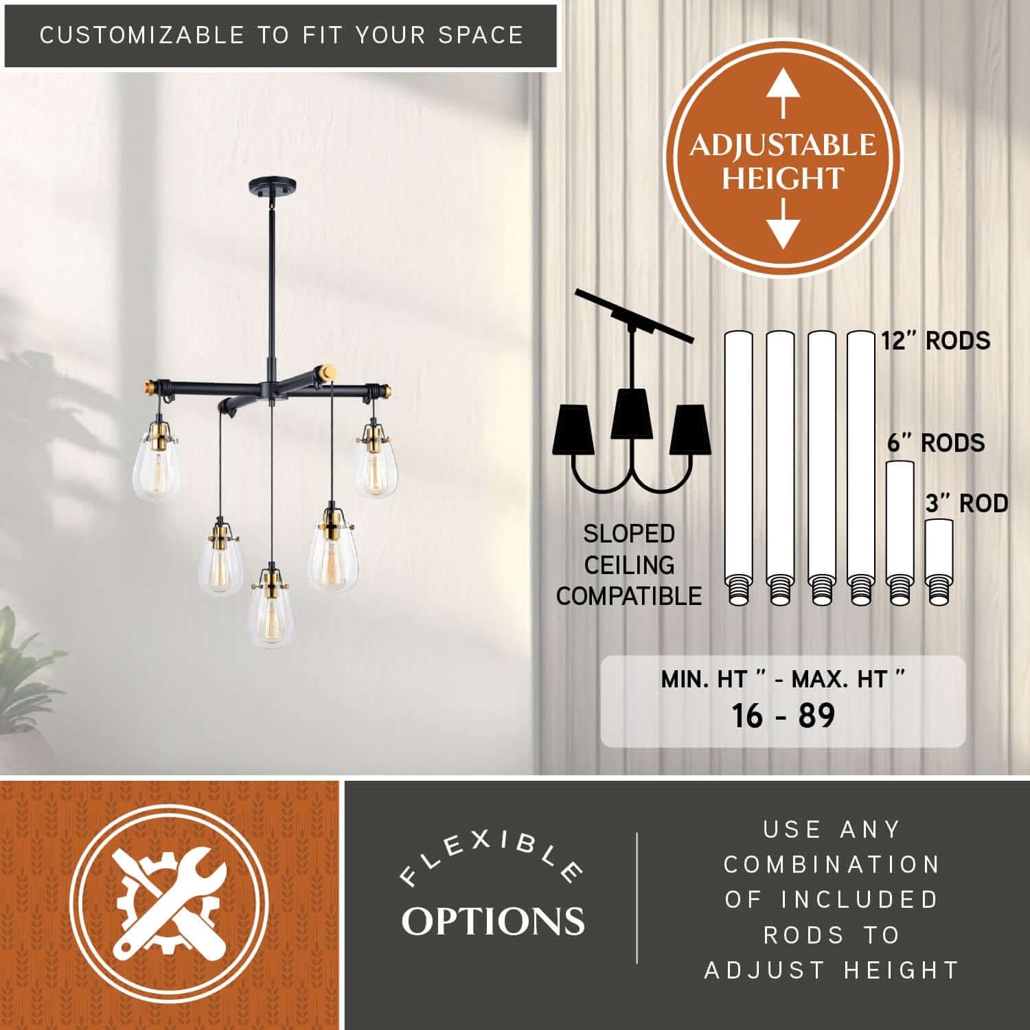 Kassidy 5-Light Adjustable Chandelier