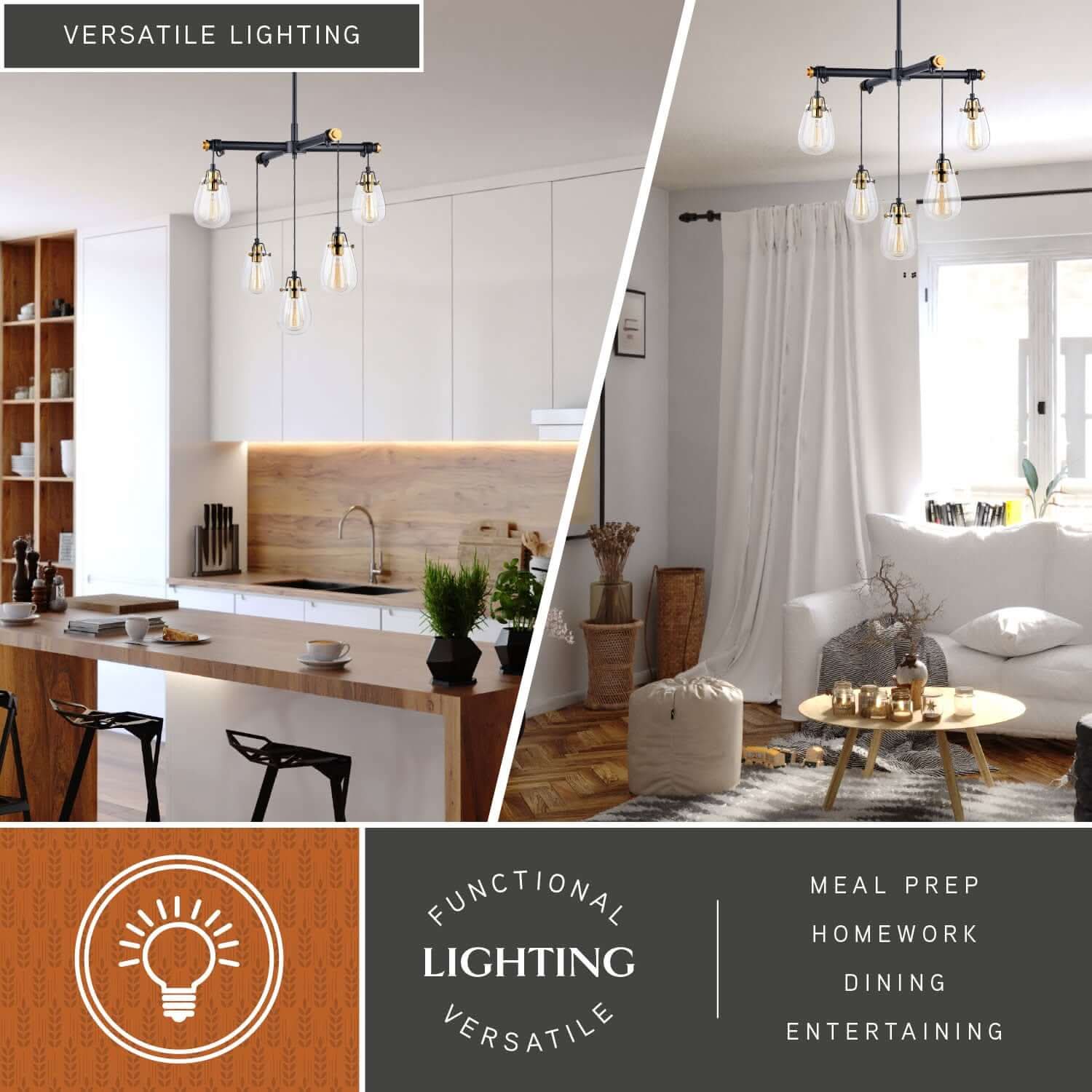 Kassidy 5-Light Adjustable Chandelier