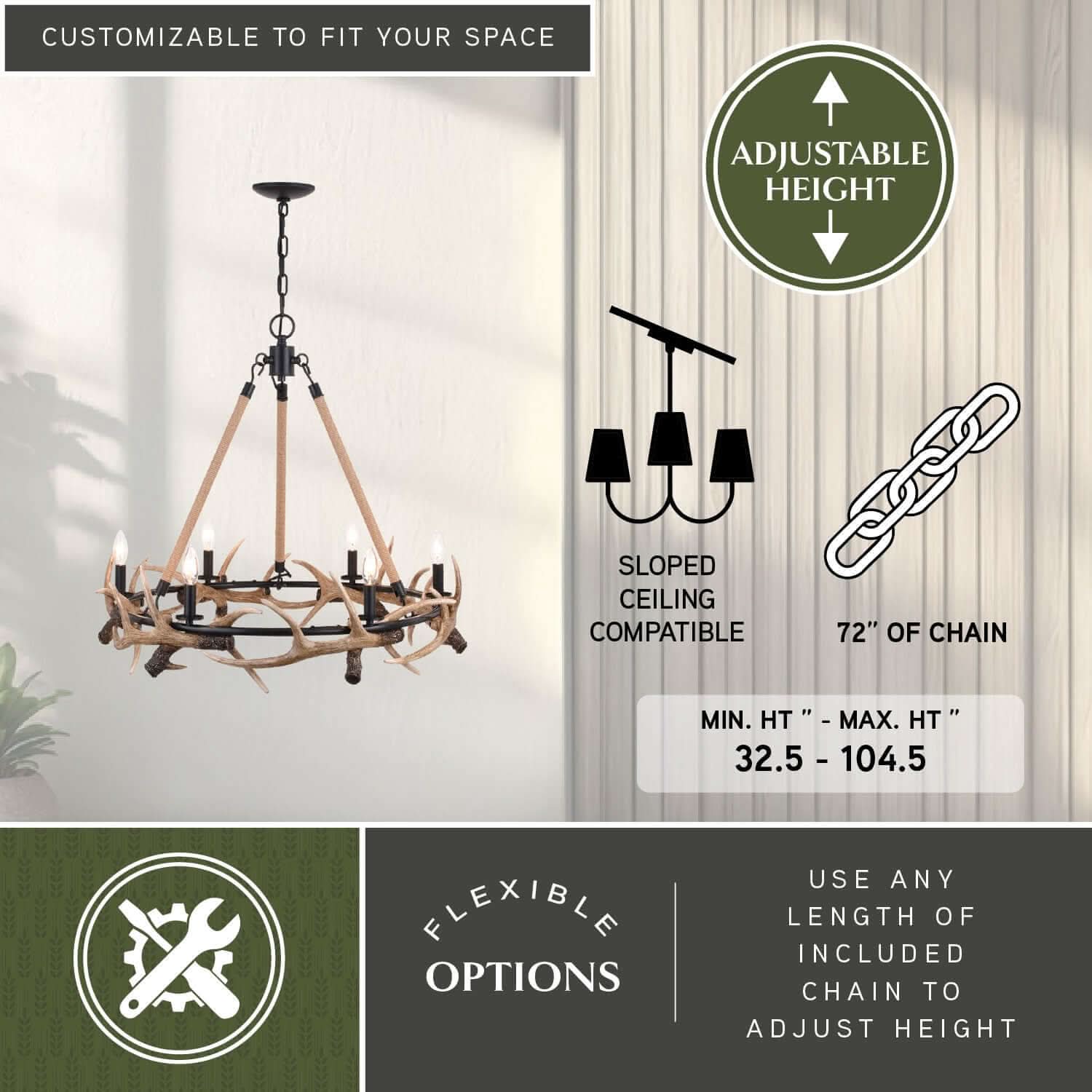 Breckenridge 6-Light Antler Chandelier