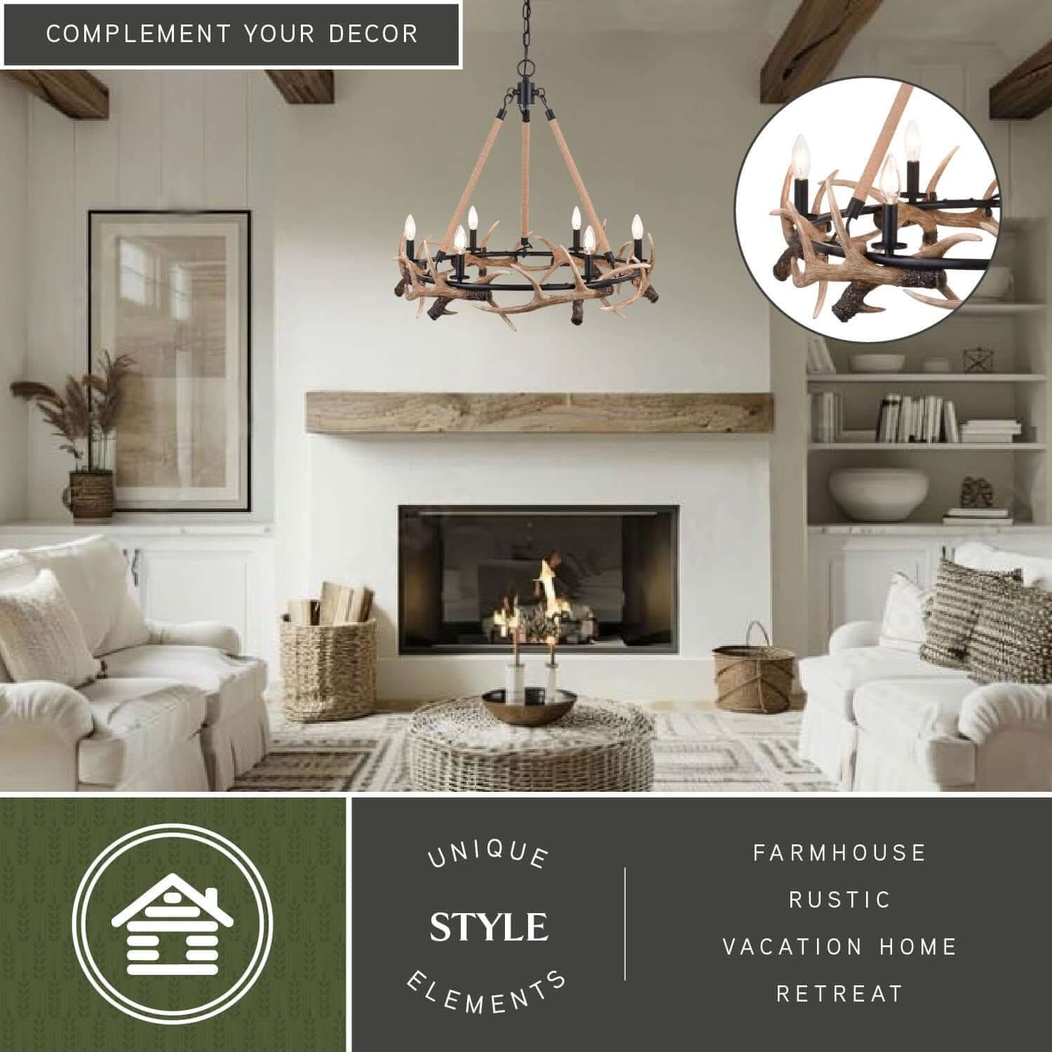 Breckenridge 6-Light Antler Chandelier