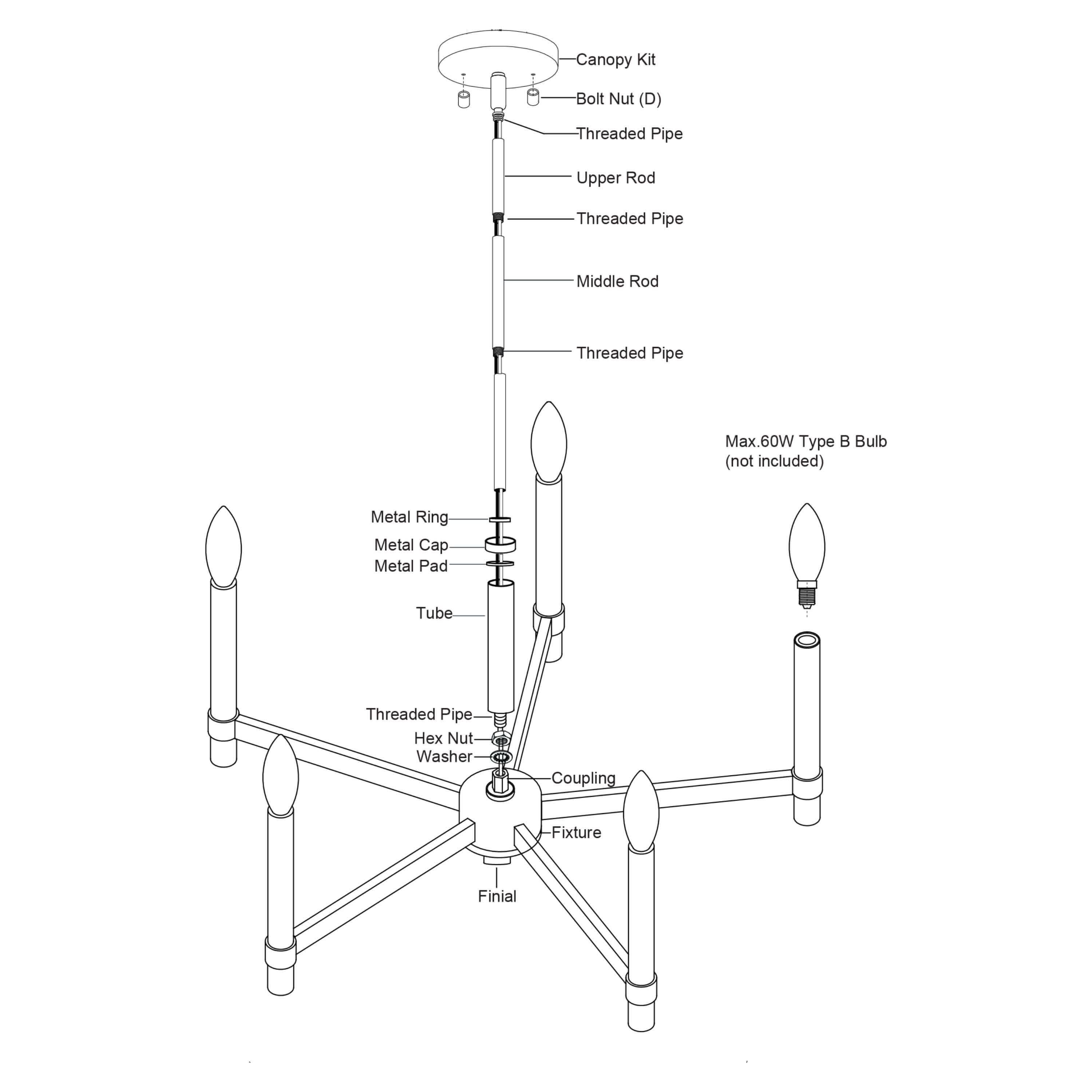 Damen 5-Light Chandelier