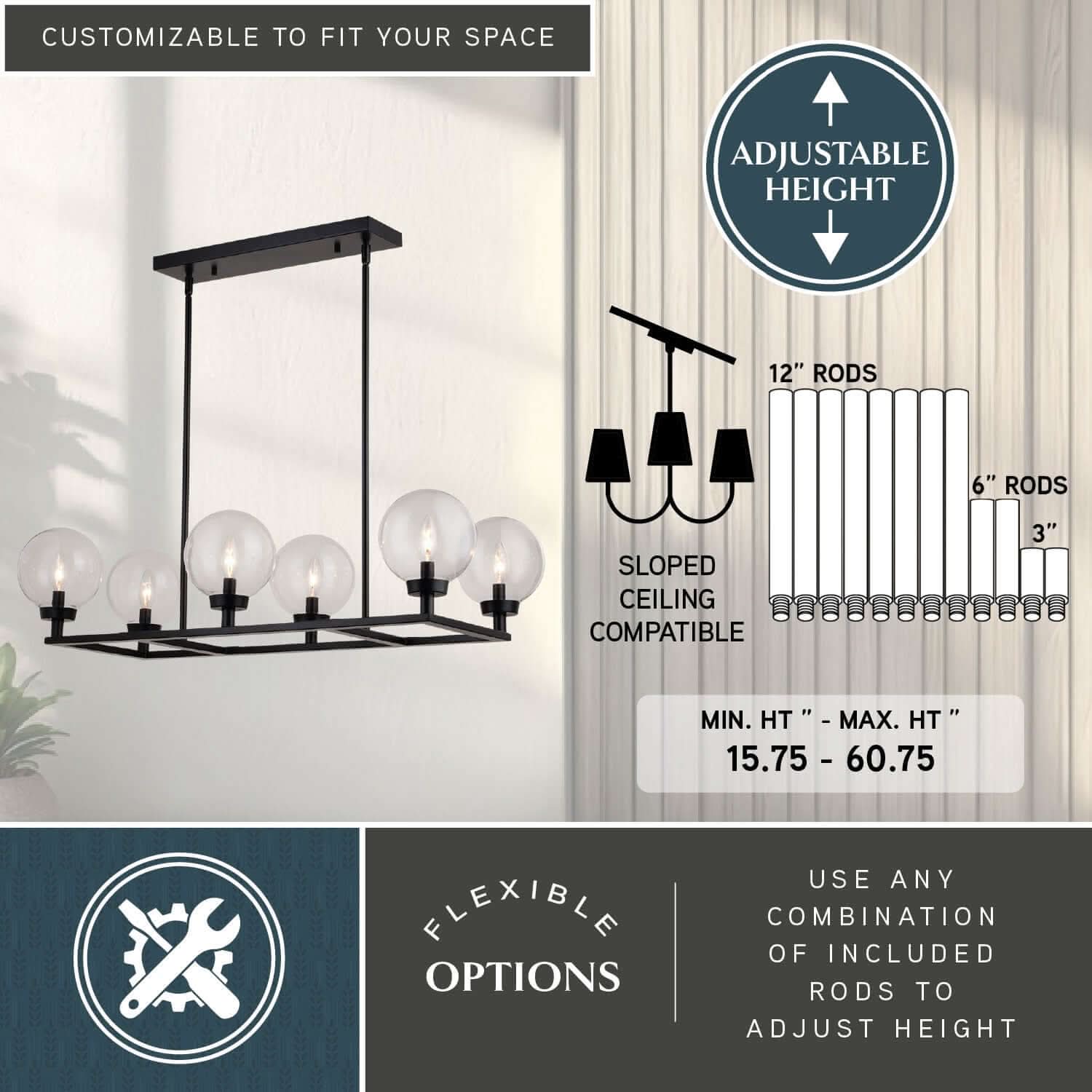 Lander 6-Light Linear Chandelier