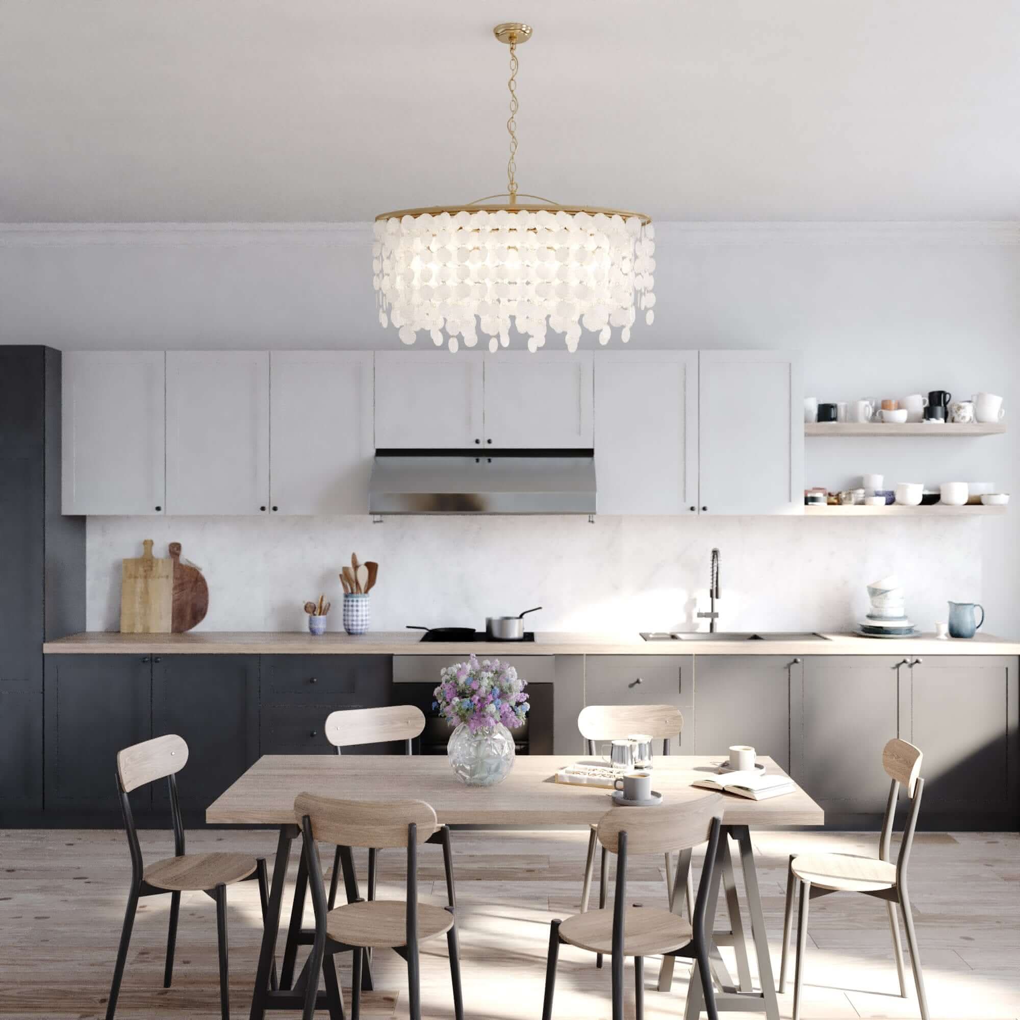 Elsa Capiz Shell 5-Light Linear Chandelier