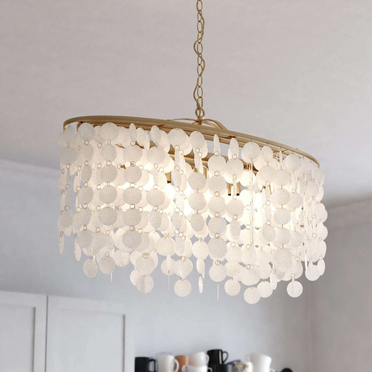 Elsa Capiz Shell 5-Light Linear Chandelier