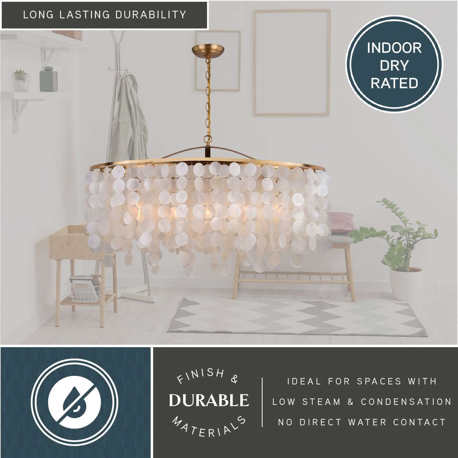 Elsa Capiz Shell 5-Light Linear Chandelier