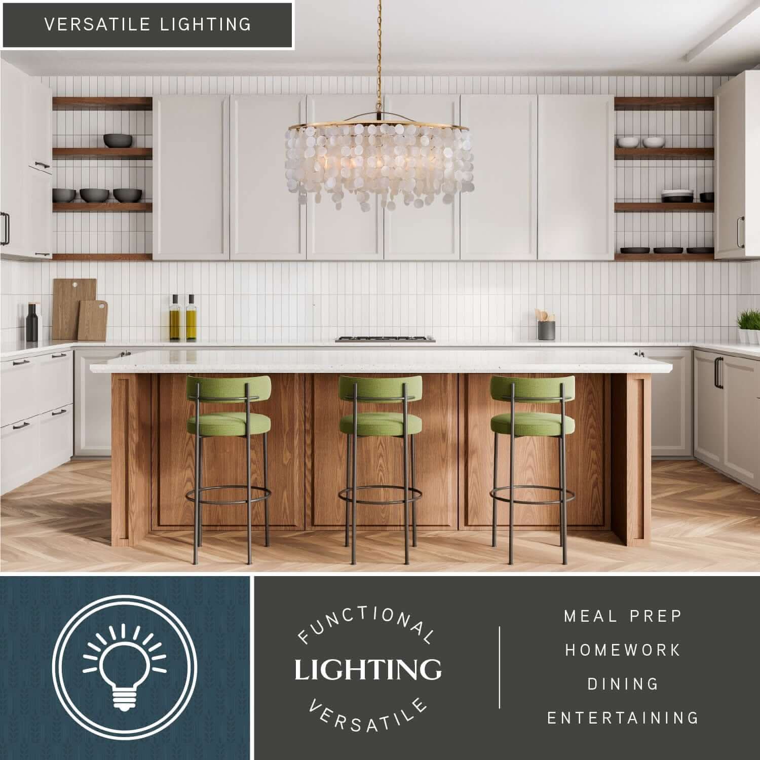 Elsa Capiz Shell 5-Light Linear Chandelier