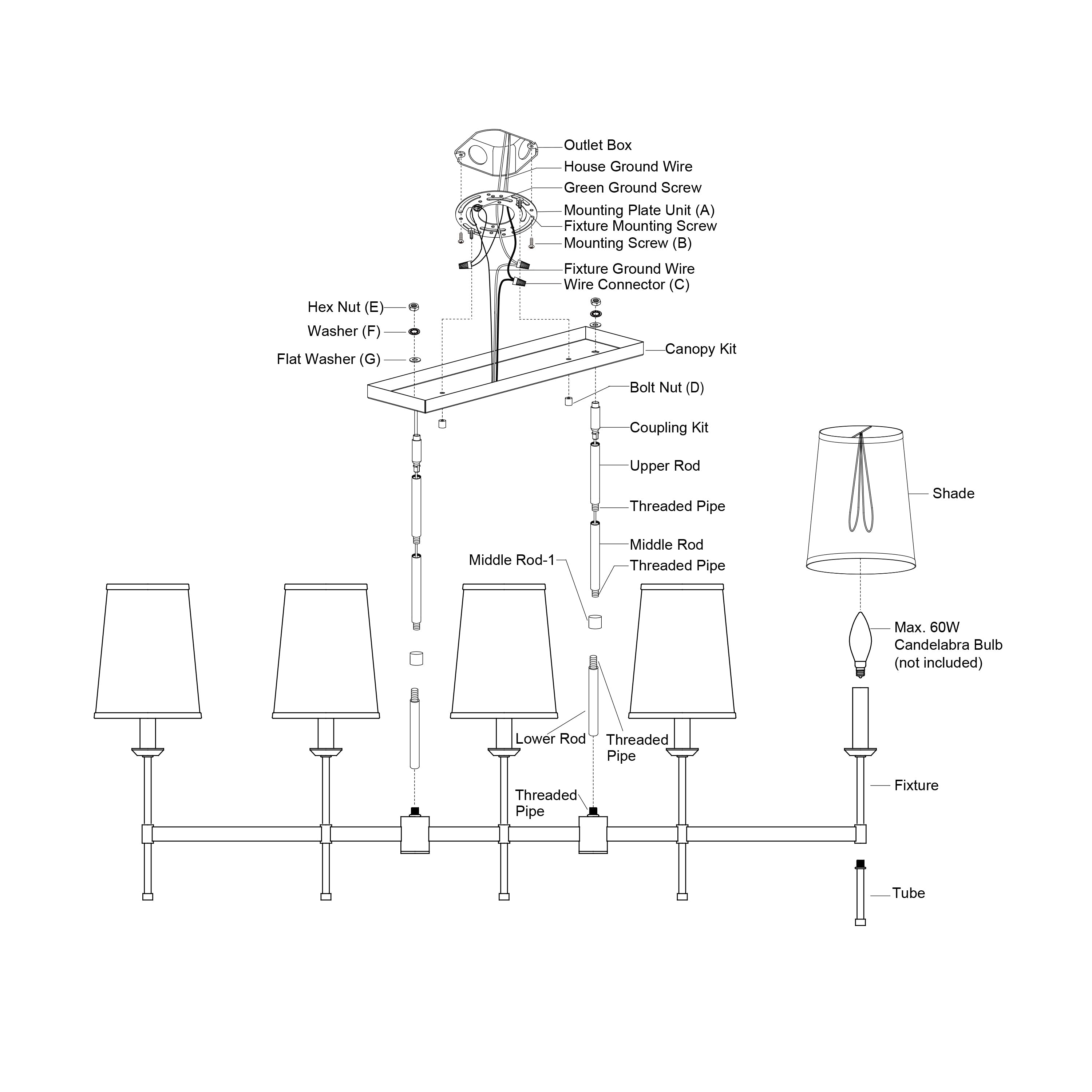 Camden 5-Light Linear Chandelier