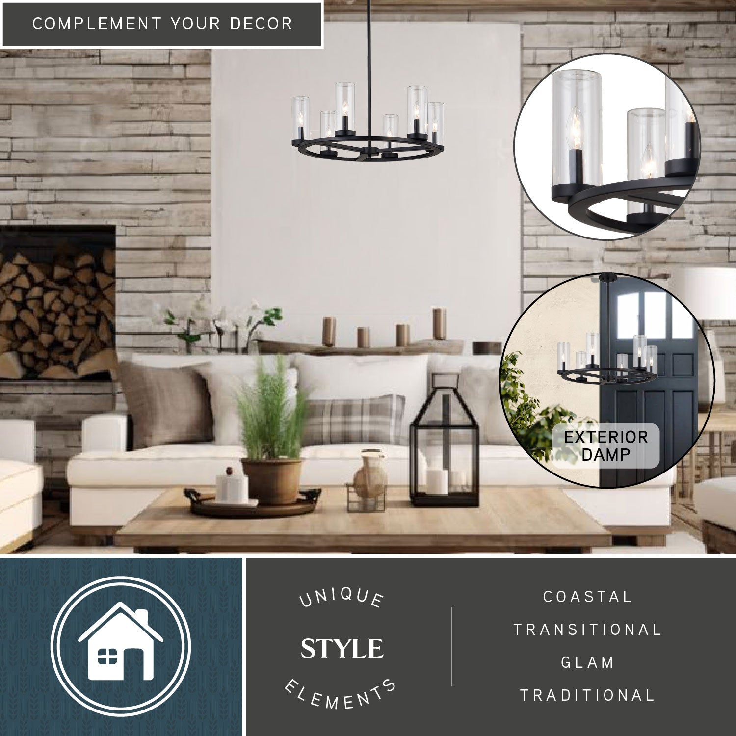 Grantley 6-Light Indoor-Outdoor Chandelier