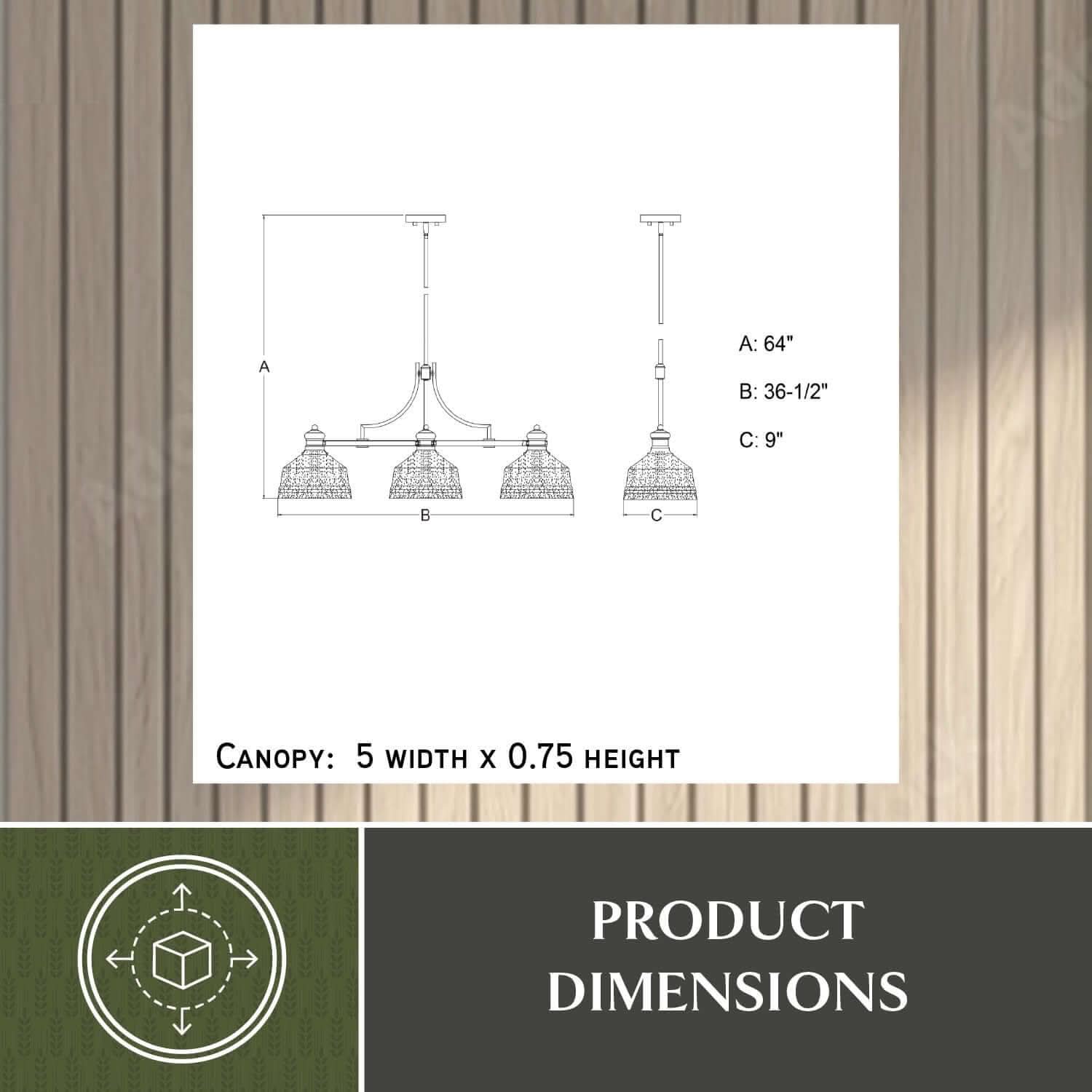 Beloit 3-Light Linear Chandelier