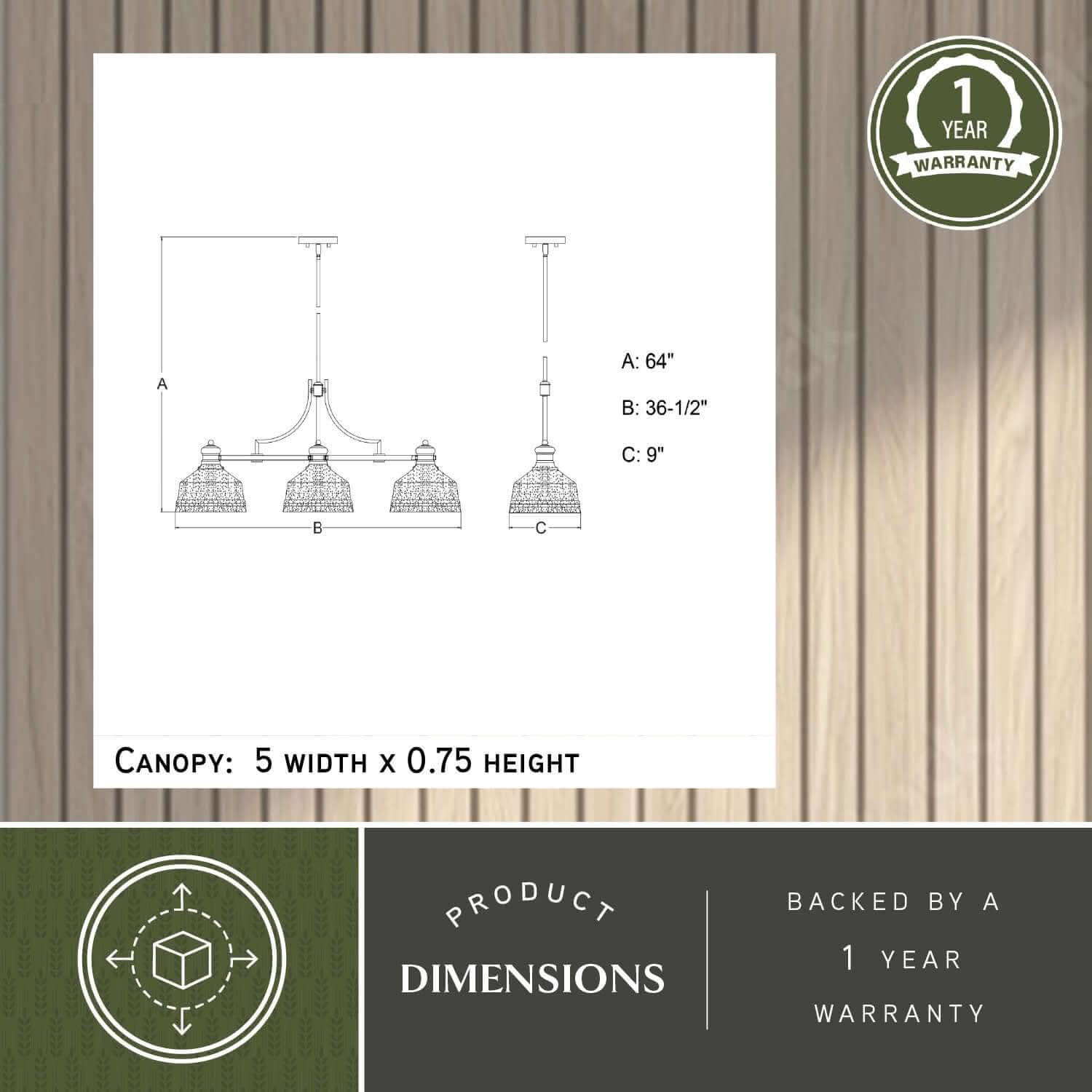 Beloit 3-Light Linear Chandelier