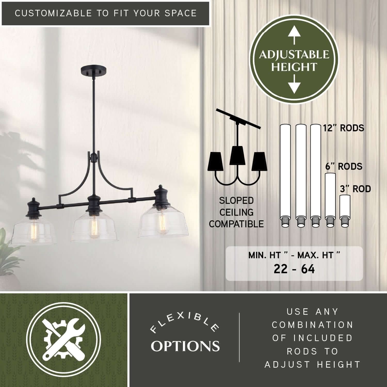 Beloit 3-Light Linear Chandelier