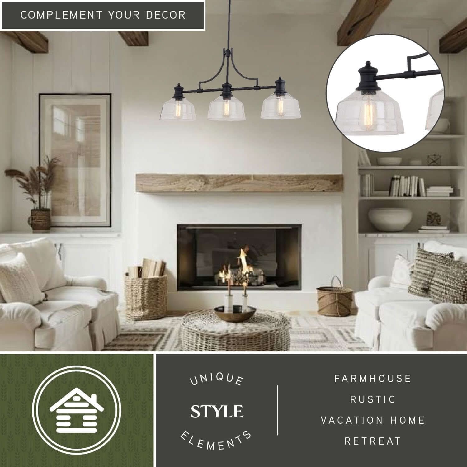 Beloit 3-Light Linear Chandelier