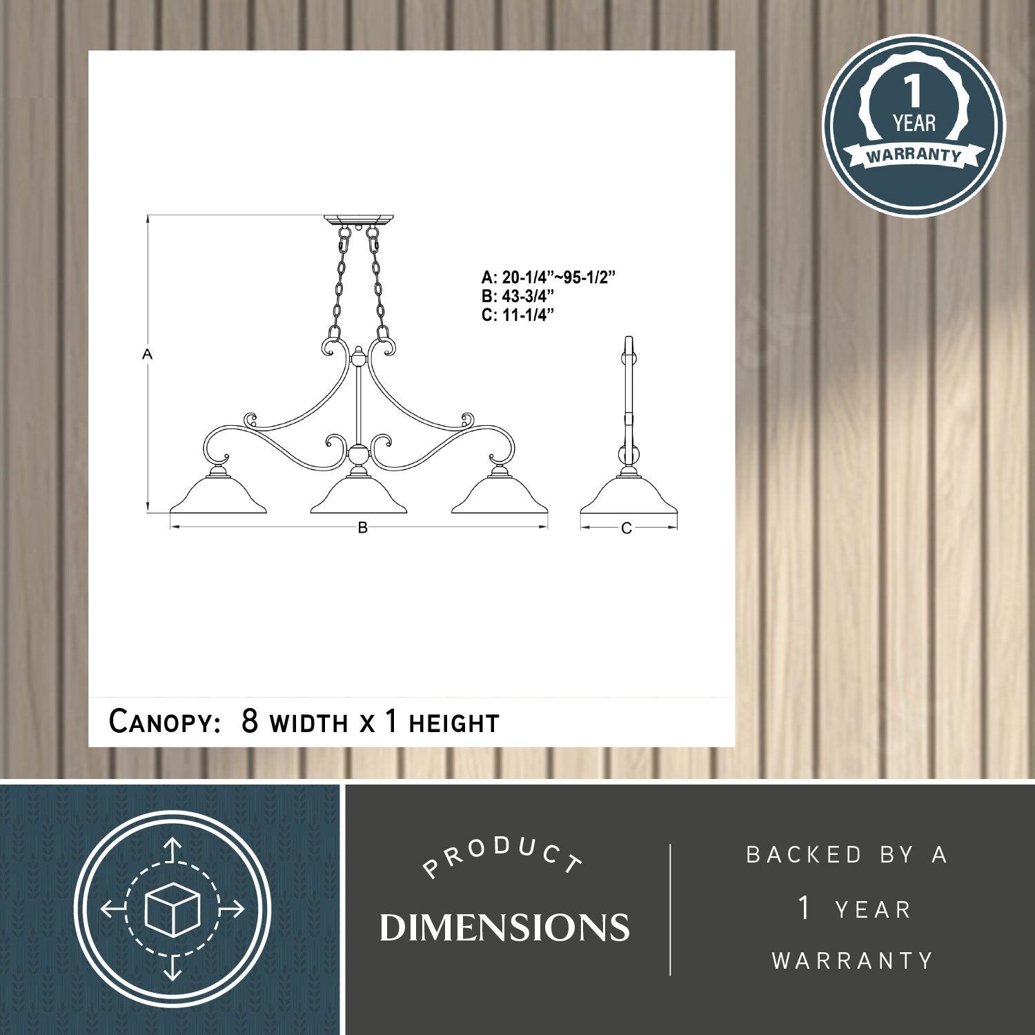 Monrovia 3-Light Linear Chandelier