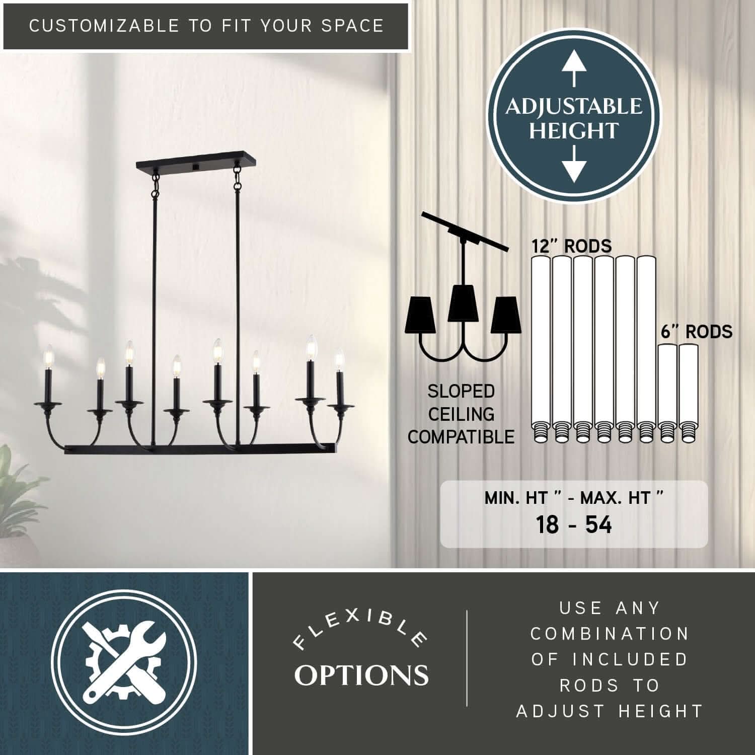 Durham 8-Light Linear Chandelier