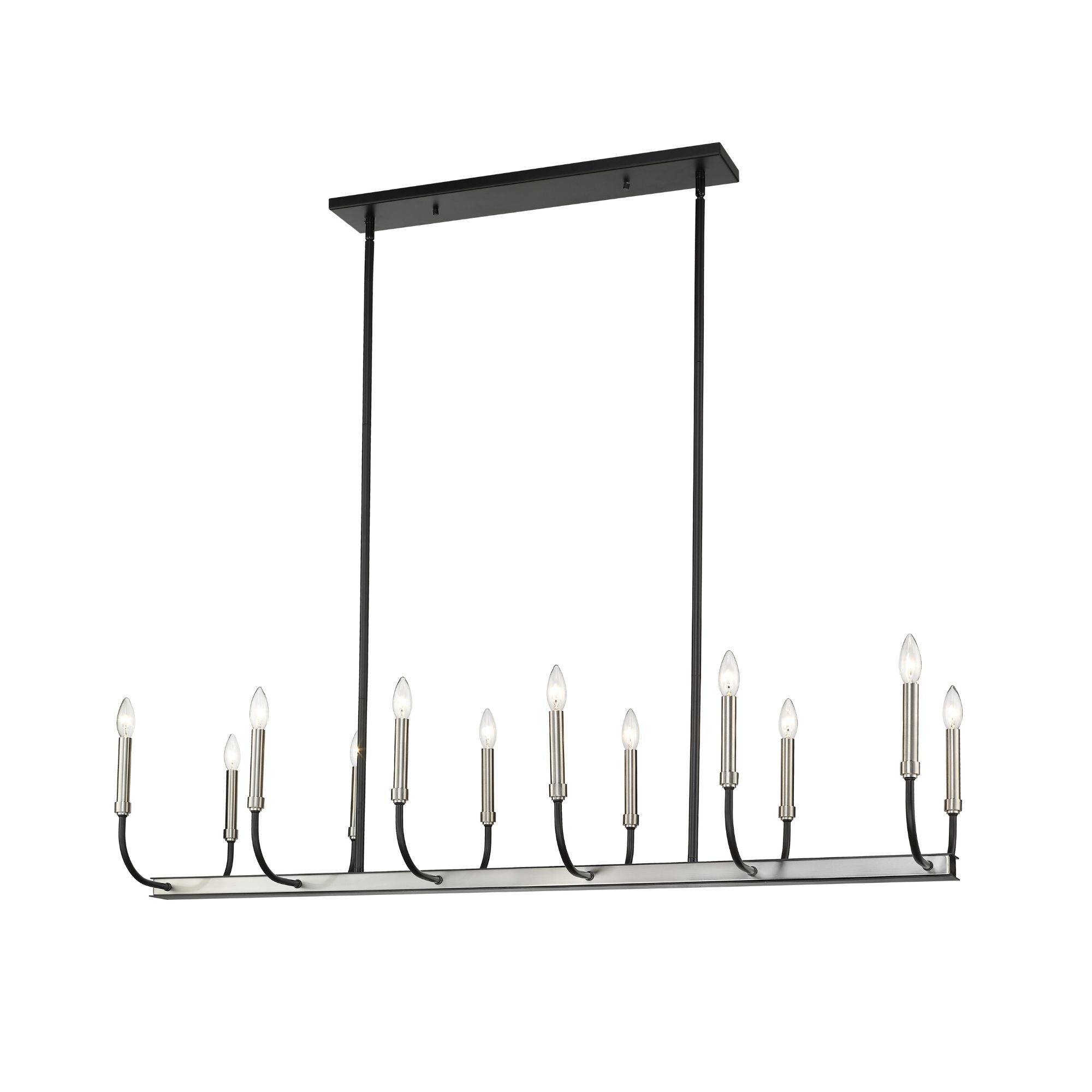 Haylie 12 Light Linear Chandelier Matte Black + Brushed Nickel