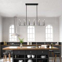 Haylie 12 Light Linear Chandelier Matte Black + Brushed Nickel