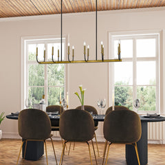 Haylie 12 Light Linear Chandelier Matte Black + Olde Brass
