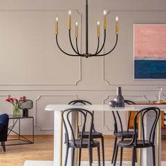 Haylie 6 Light Chandelier Matte Black + Olde Brass