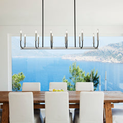 Haylie 12 Light Linear Chandelier Matte Black + Brushed Nickel