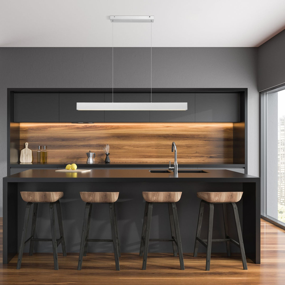 Hudson LED 1 Light Linear Chandelier Brushed Nickel