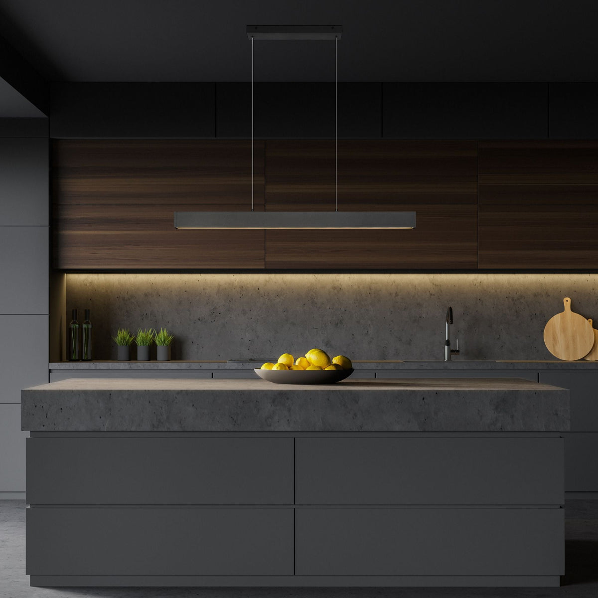 Hudson LED 1 Light Linear Chandelier Matte Black