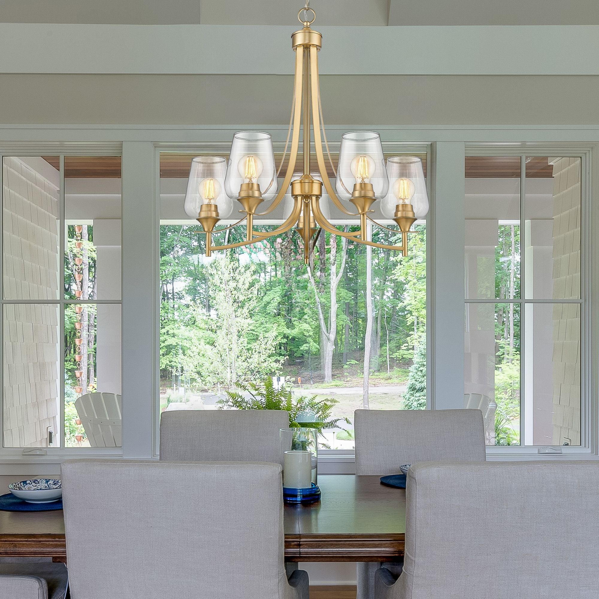 Joliet 5 Light Chandelier Burnished Brass